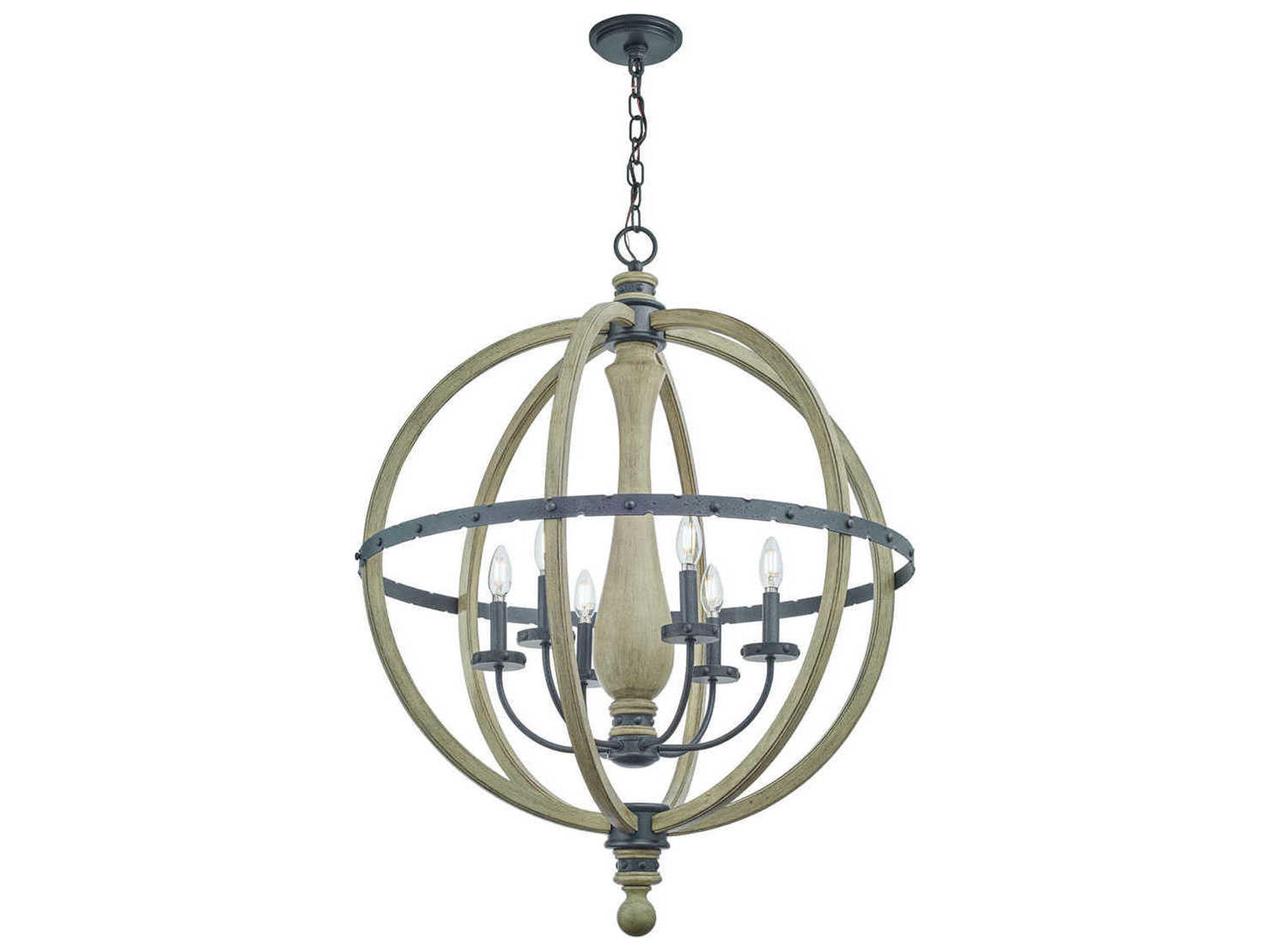 Kichler Evan 6-Light Distressed Antique Gray Candelabra Round Chandelier