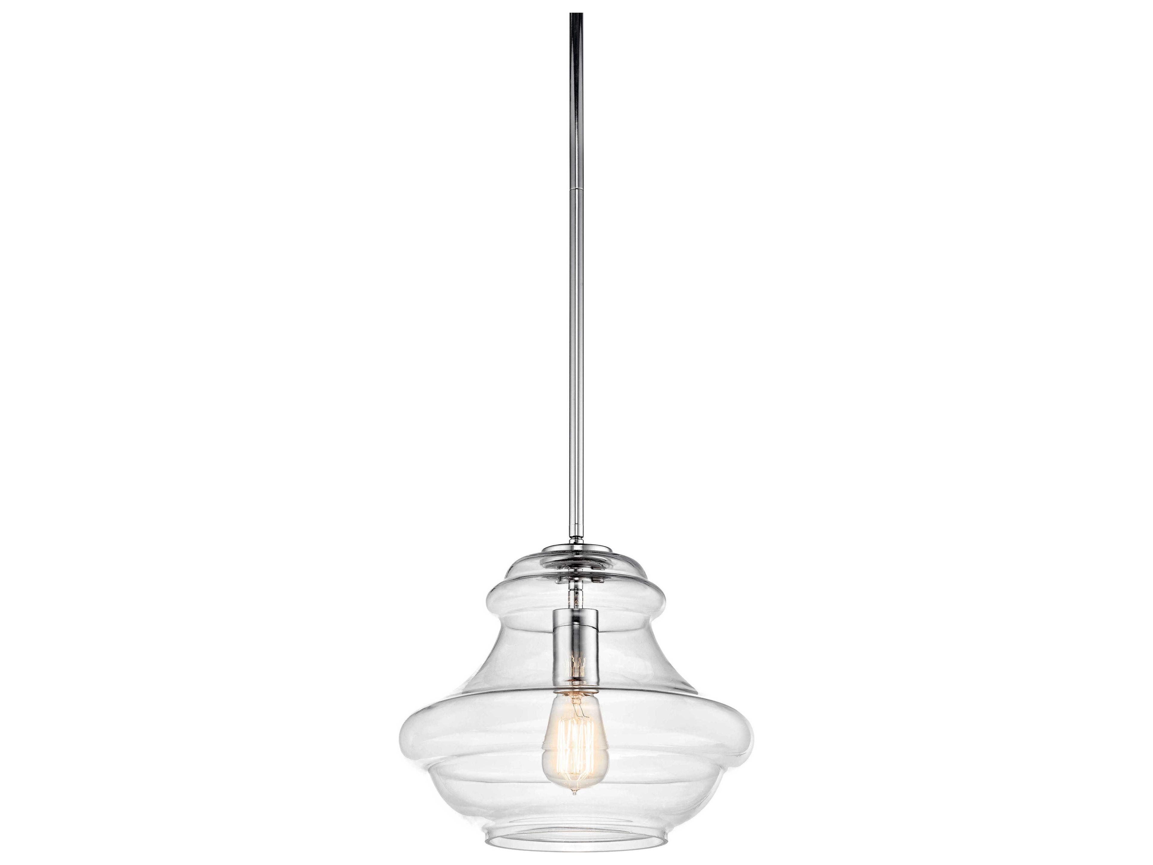 Kichler Everly 1-Light Chrome Glass Geometric Round Mini Pendant