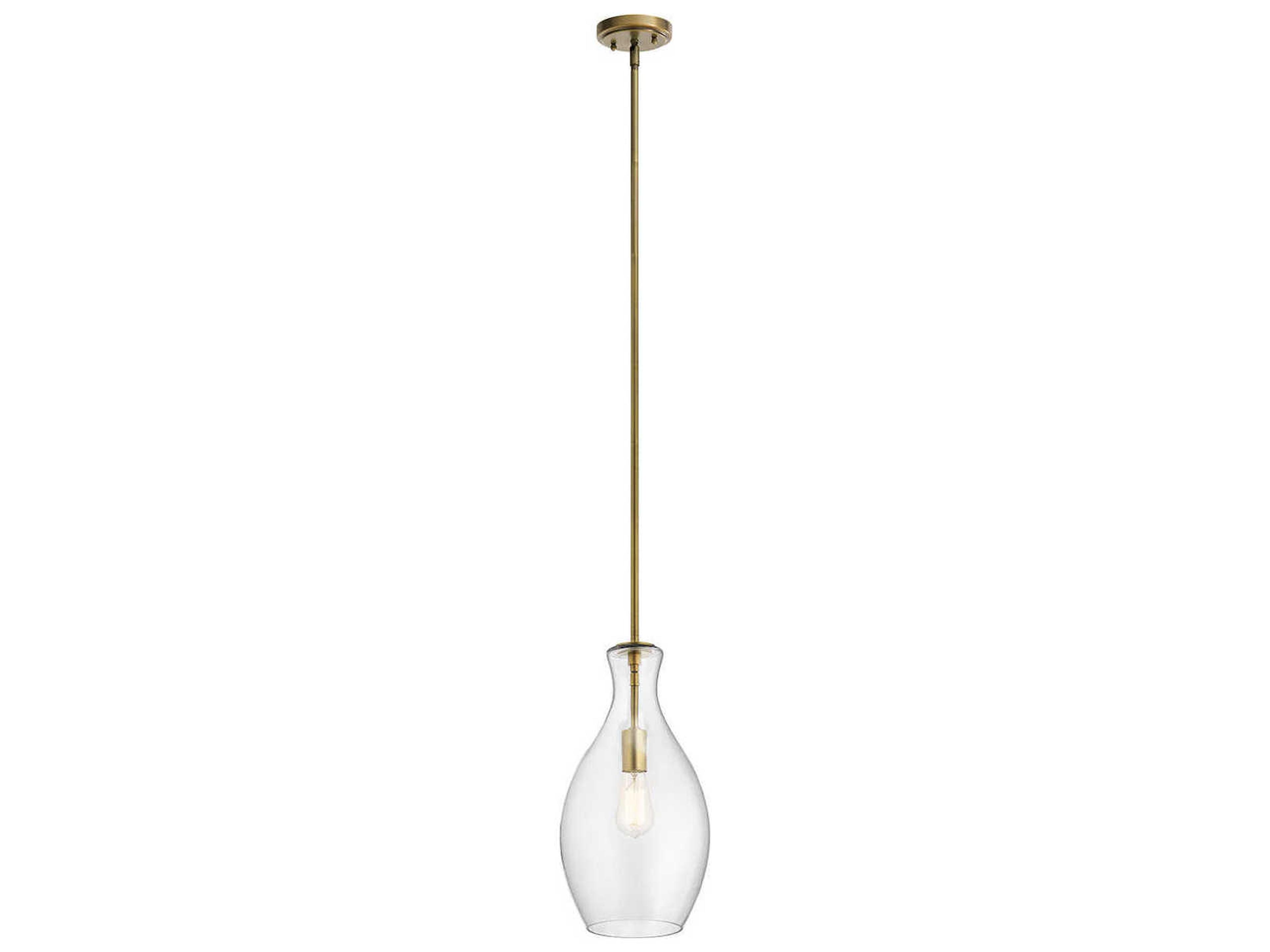 Kichler Everly 1-Light Natural Brass Glass Geometric Mini Pendant