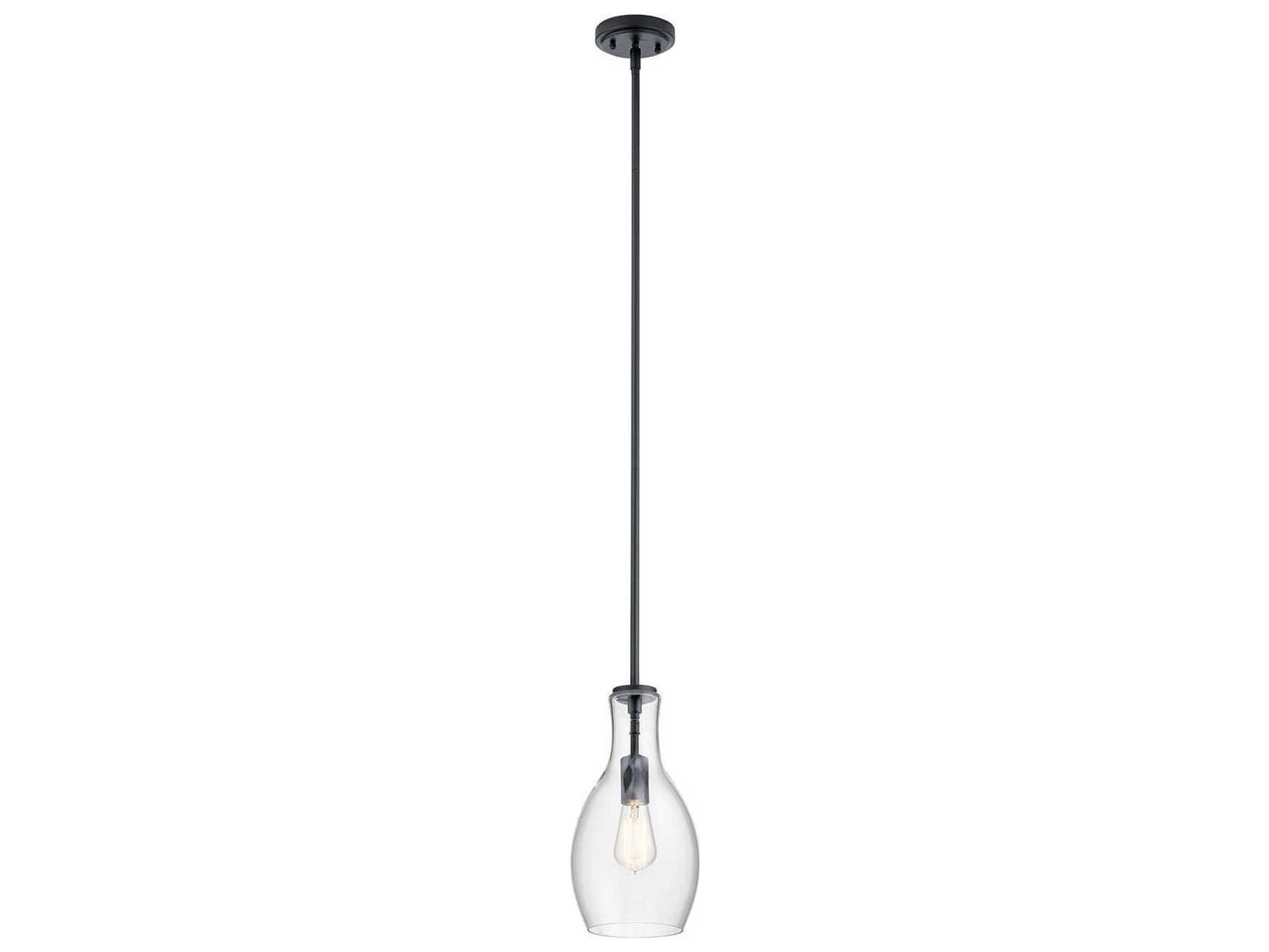 Kichler Everly 1-Light Black Glass Geometric Mini Pendant
