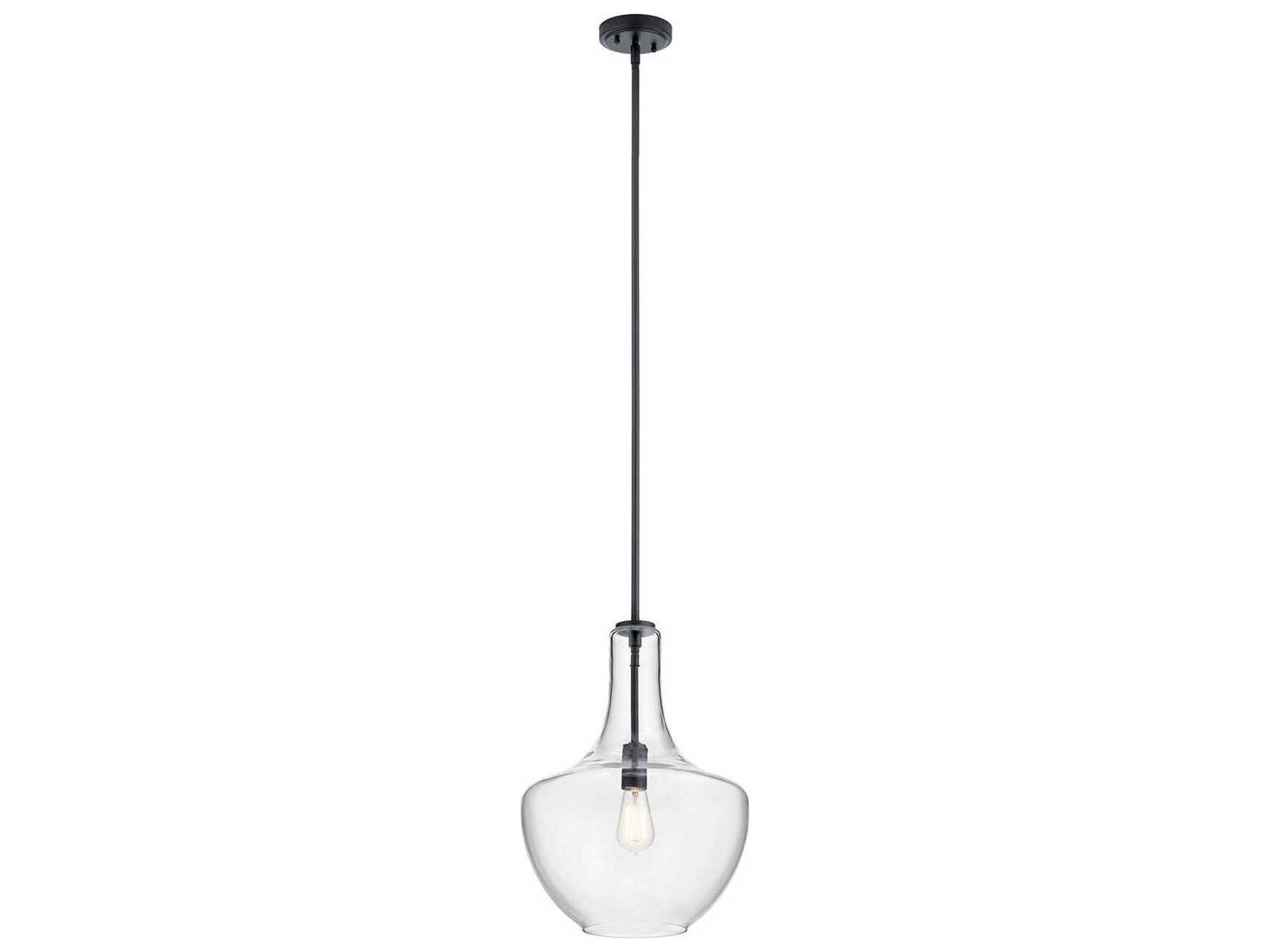 Kichler Everly 1-Light Black Glass Geometric Round Pendant