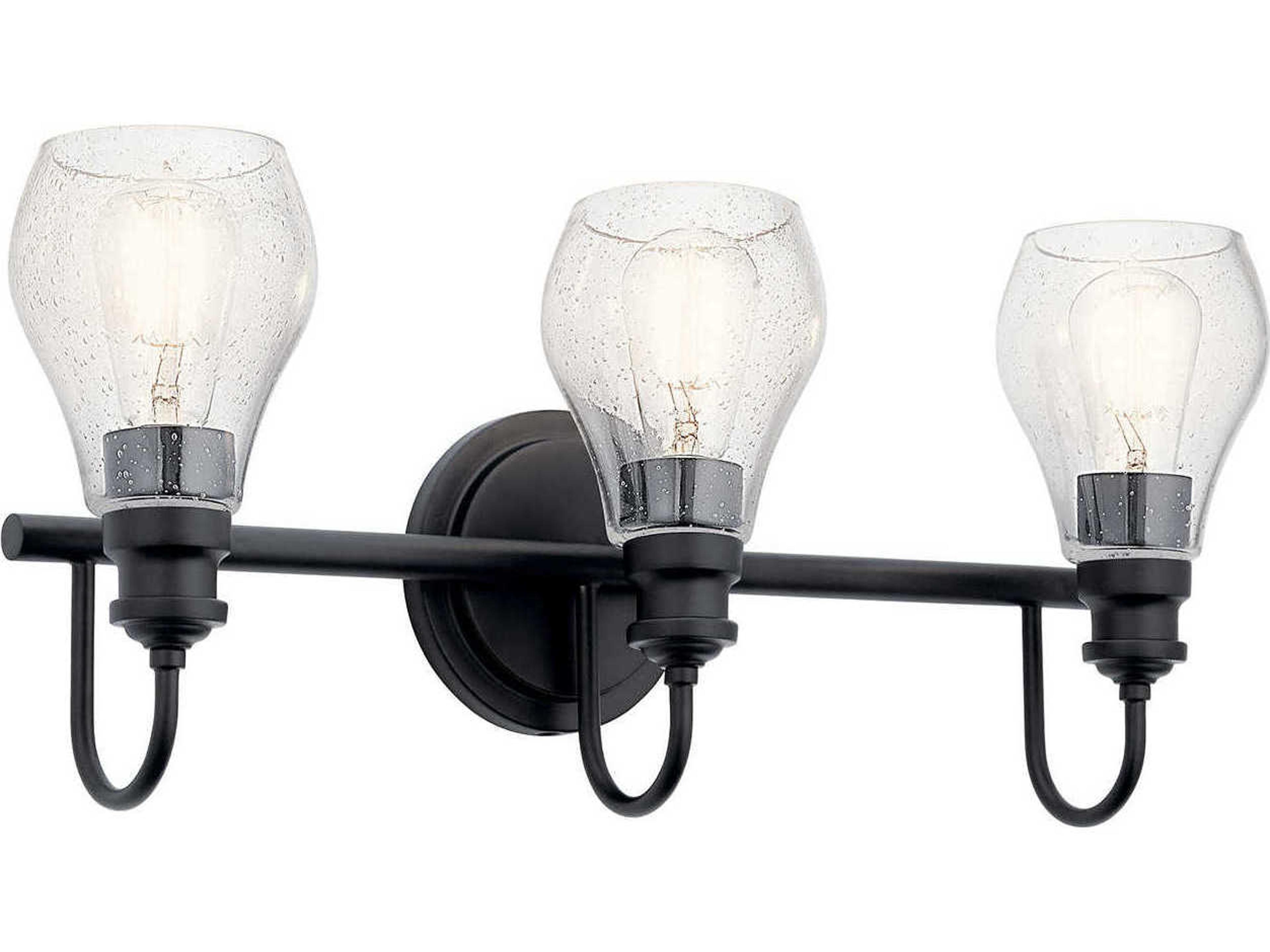 Kichler Greenbrier 3-Light Black Glass Vanity Light