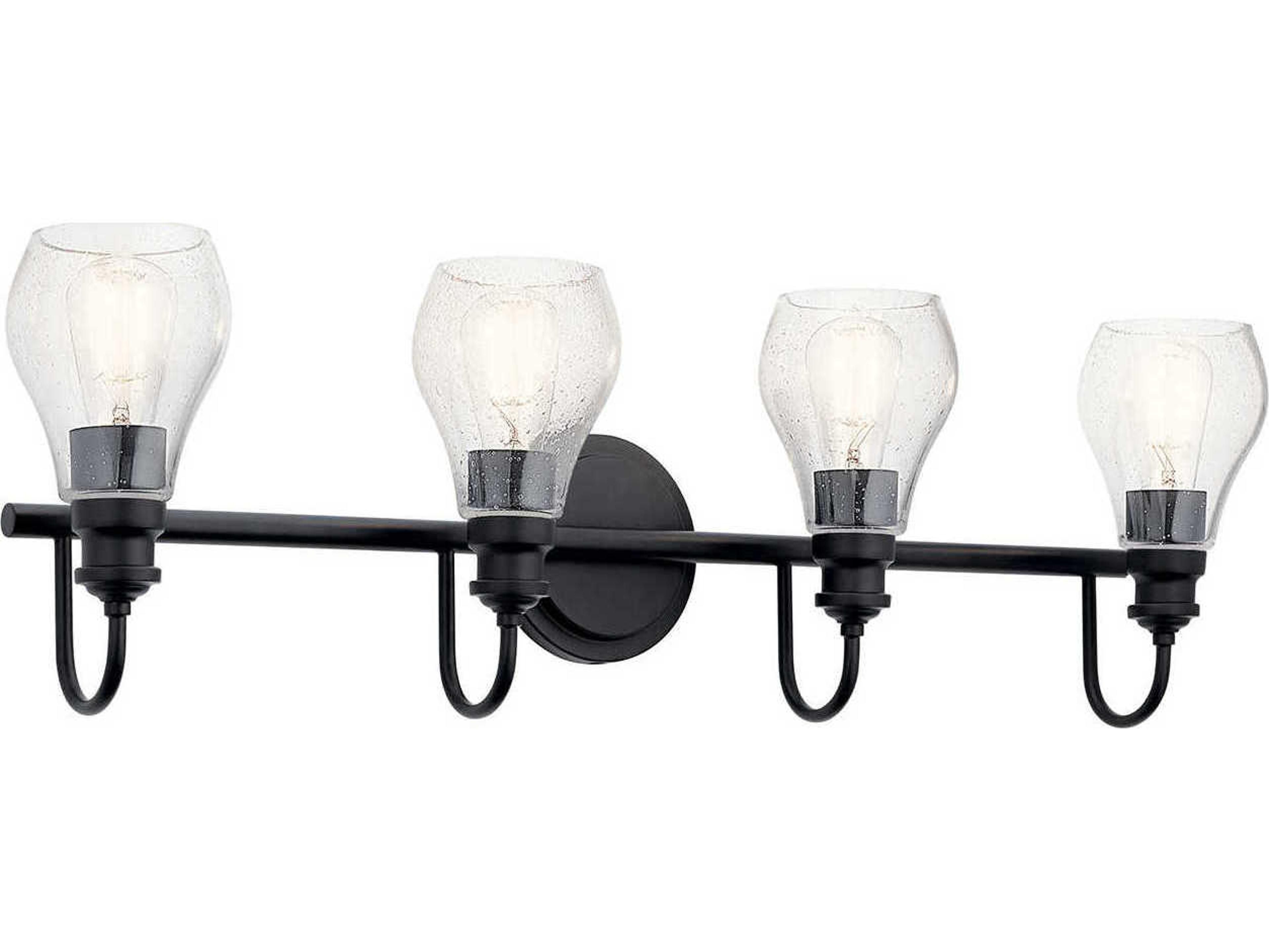 Kichler Greenbrier 4-Light Black Glass Vanity Light