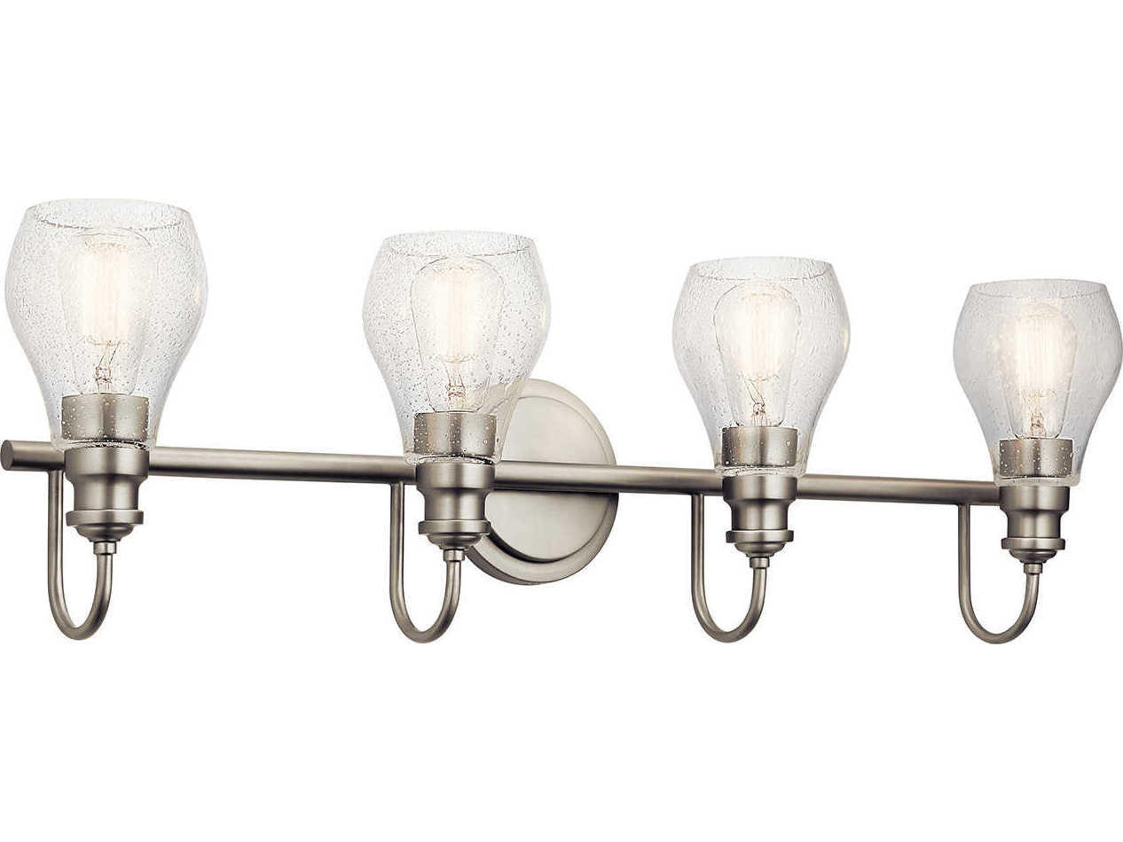 Kichler Greenbrier 4-Light Brushed Nickel Glass Vanity Light