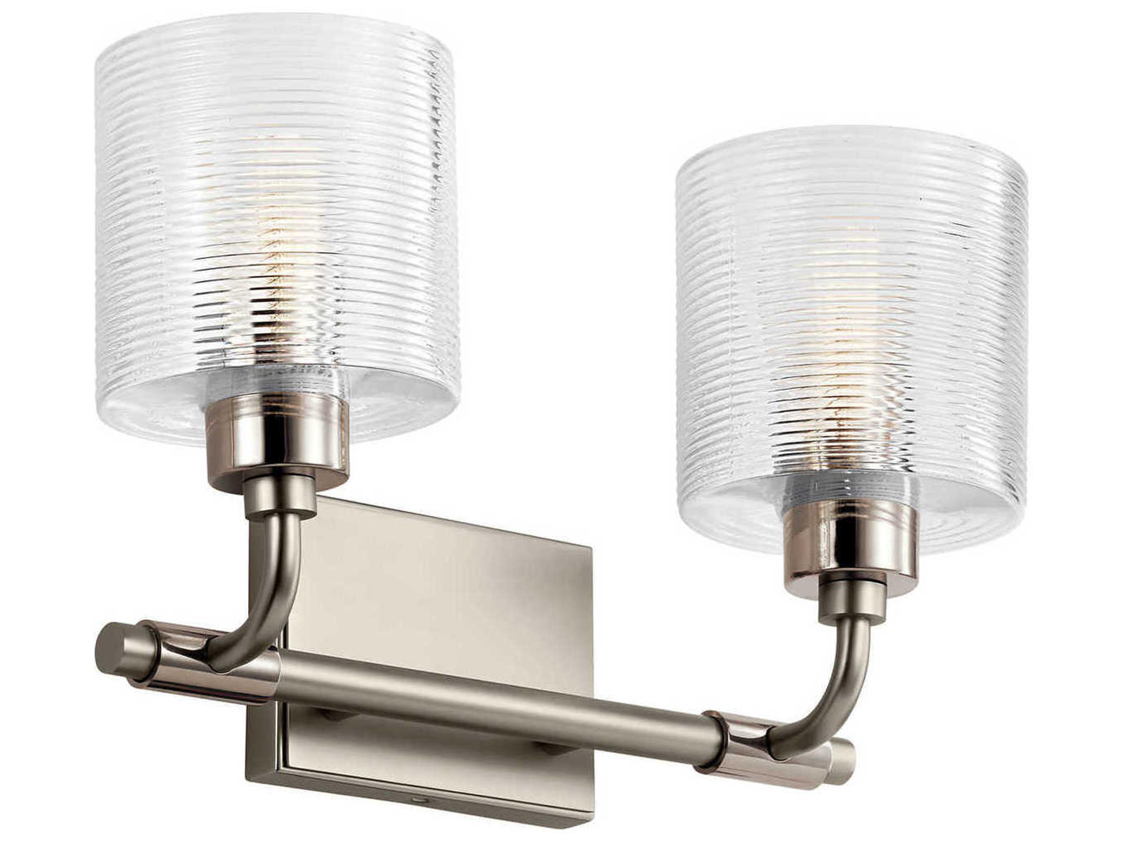 Kichler Harvan 2-Light Satin Nickel Glass Vanity Light