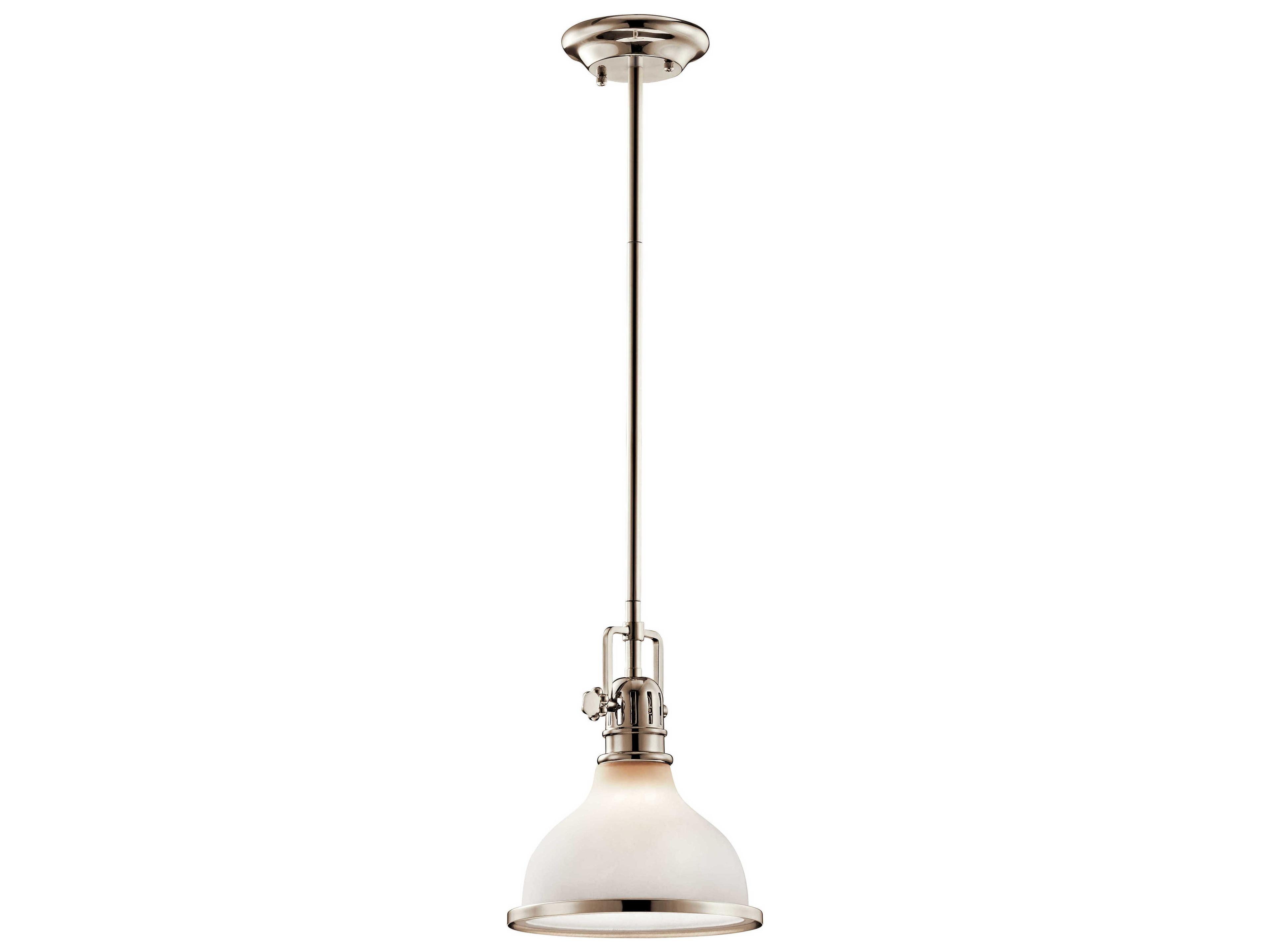 Kichler Hatteras Bay 1-Light Polished Nickel Glass Round Mini Pendant
