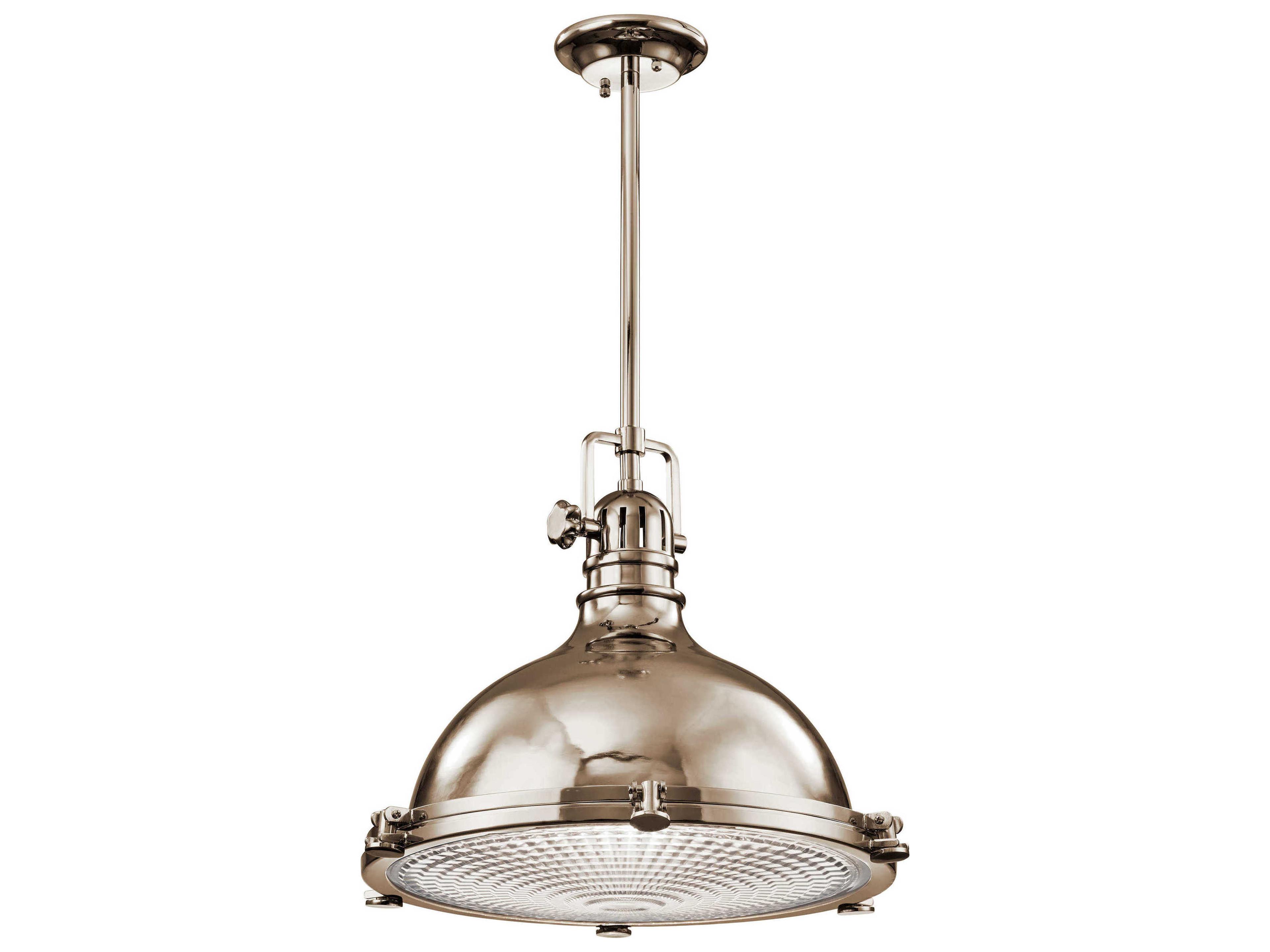 Kichler Hatteras Bay 1-Light Polished Nickel Glass Round Pendant