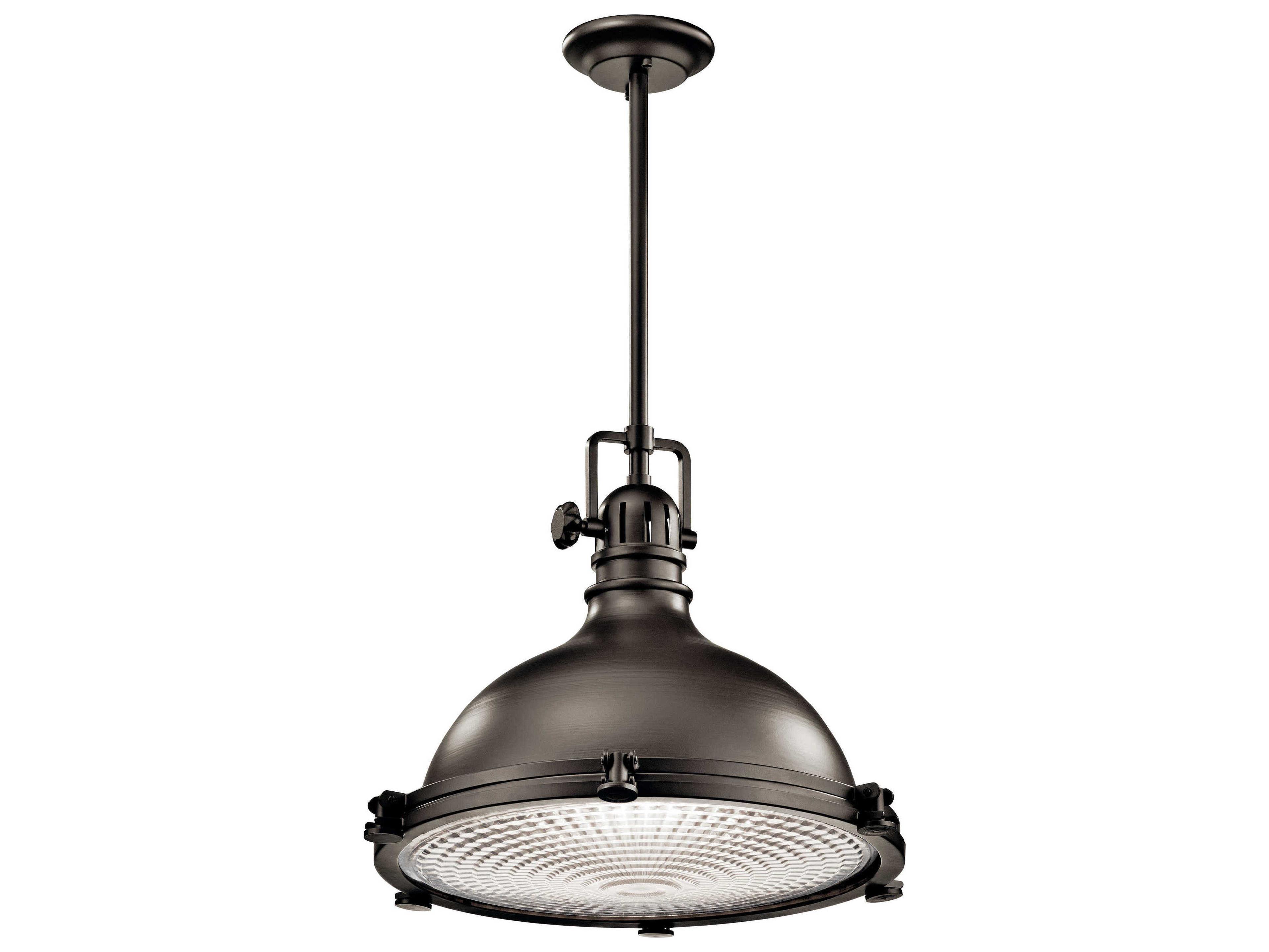 Kichler Hatteras Bay 1-Light Olde Bronze Glass Geometric Round Pendant