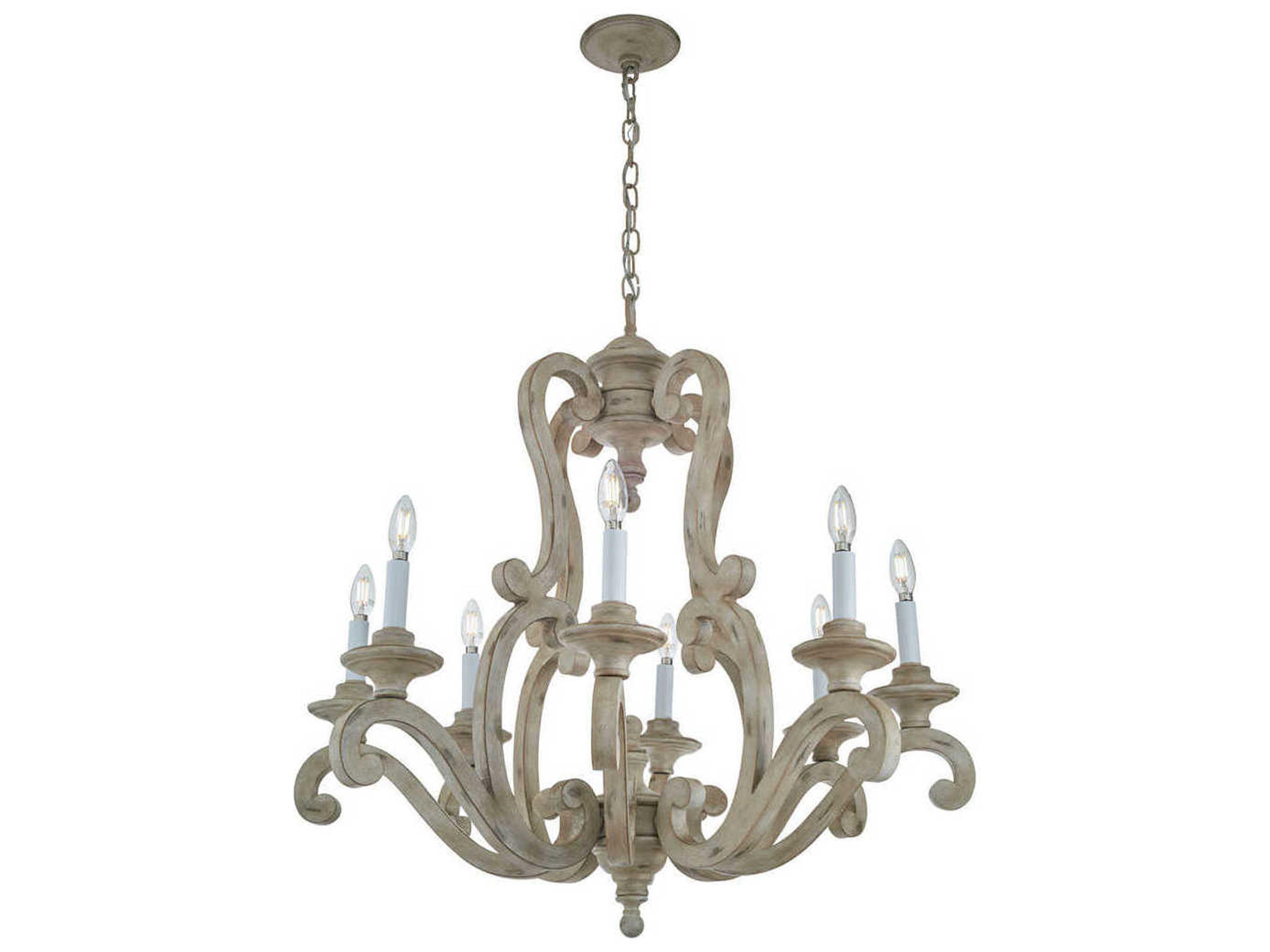 Kichler Hayman Bay 8-Light Distressed Antique White Candelabra Chandelier