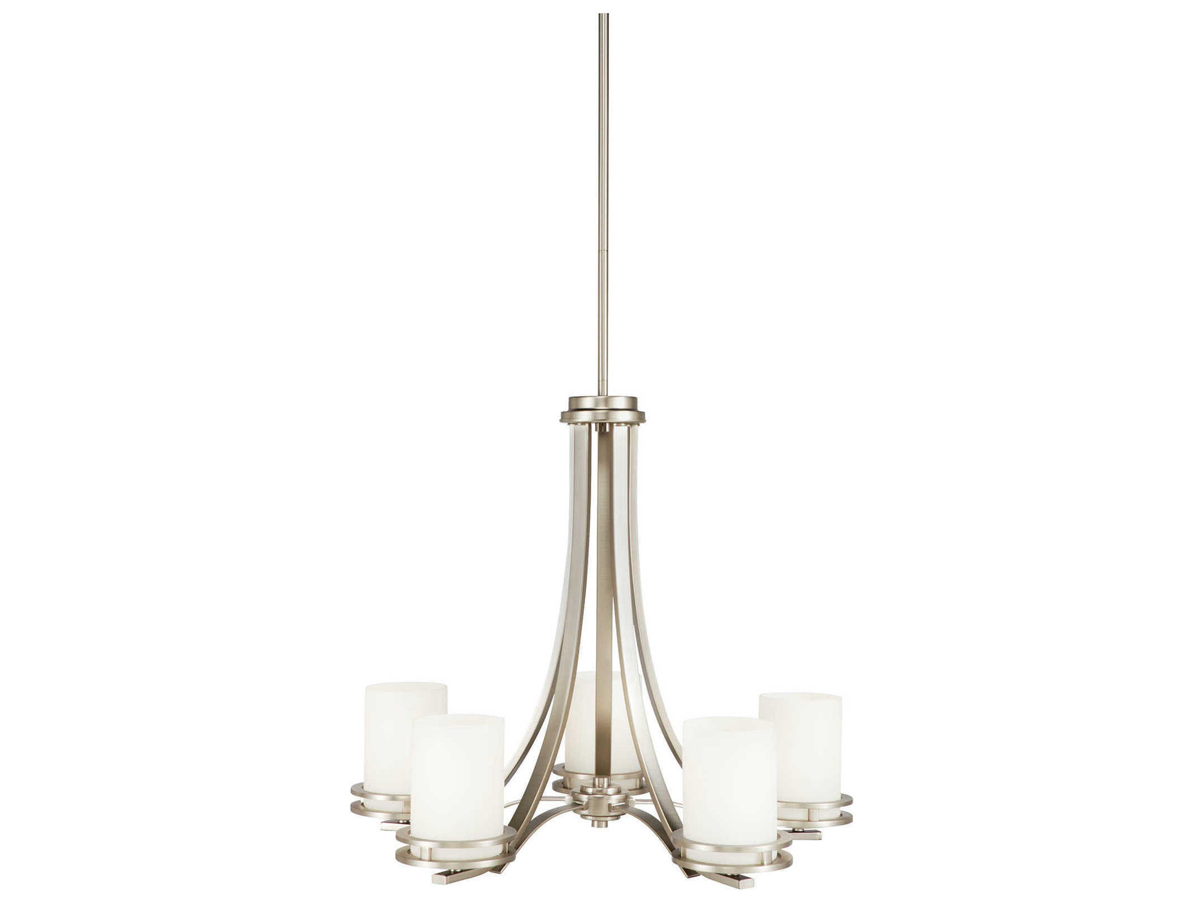 Kichler Hendrik 5-Light Brushed Nickel Glass Cylinder Chandelier
