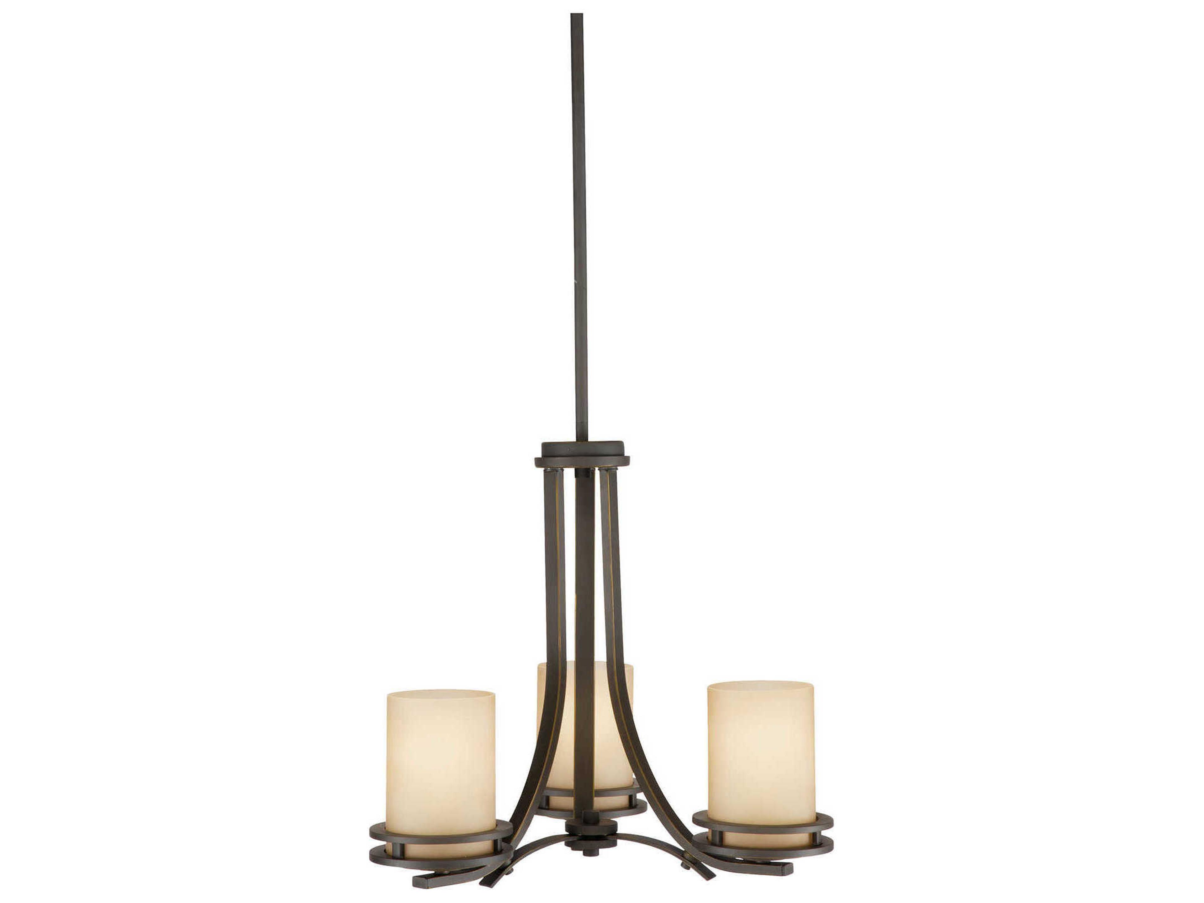Kichler Hendrik 3-Light Olde Bronze Glass Cylinder Chandelier