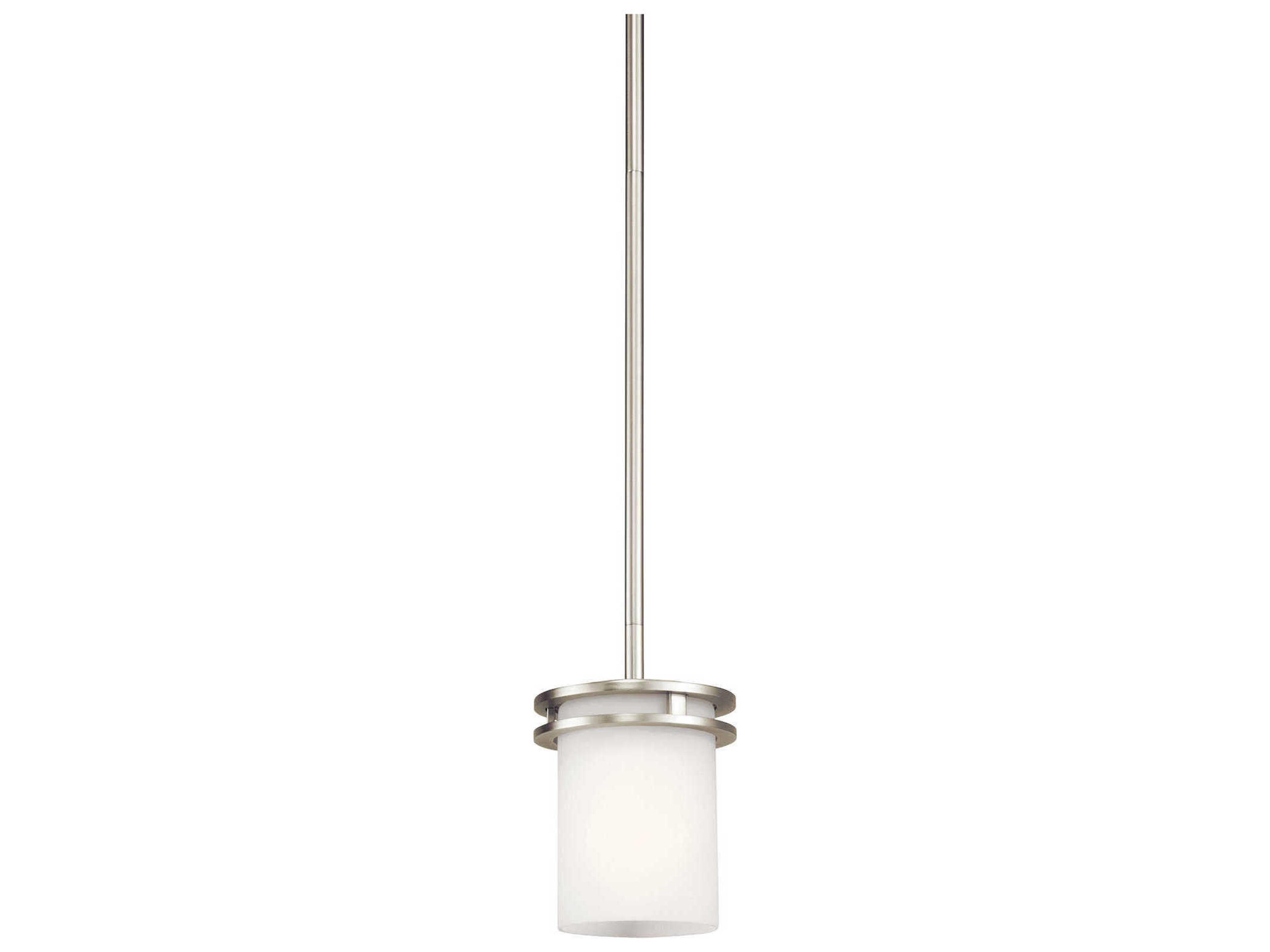 Kichler Hendrik 1-Light Brushed Nickel Glass Cylinder Mini Pendant