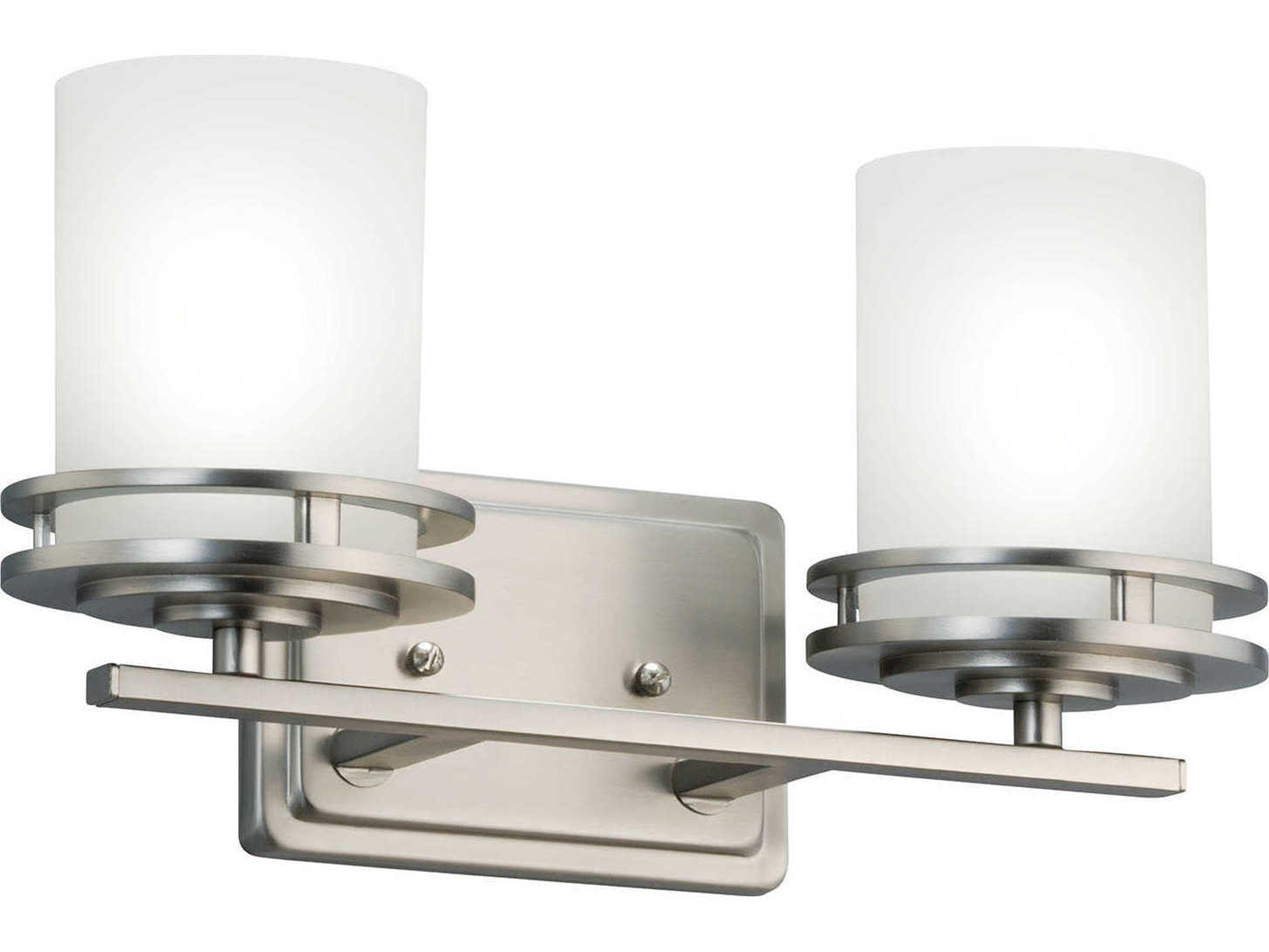 Kichler Hendrik 2-Light Brushed Nickel Glass Vanity Light