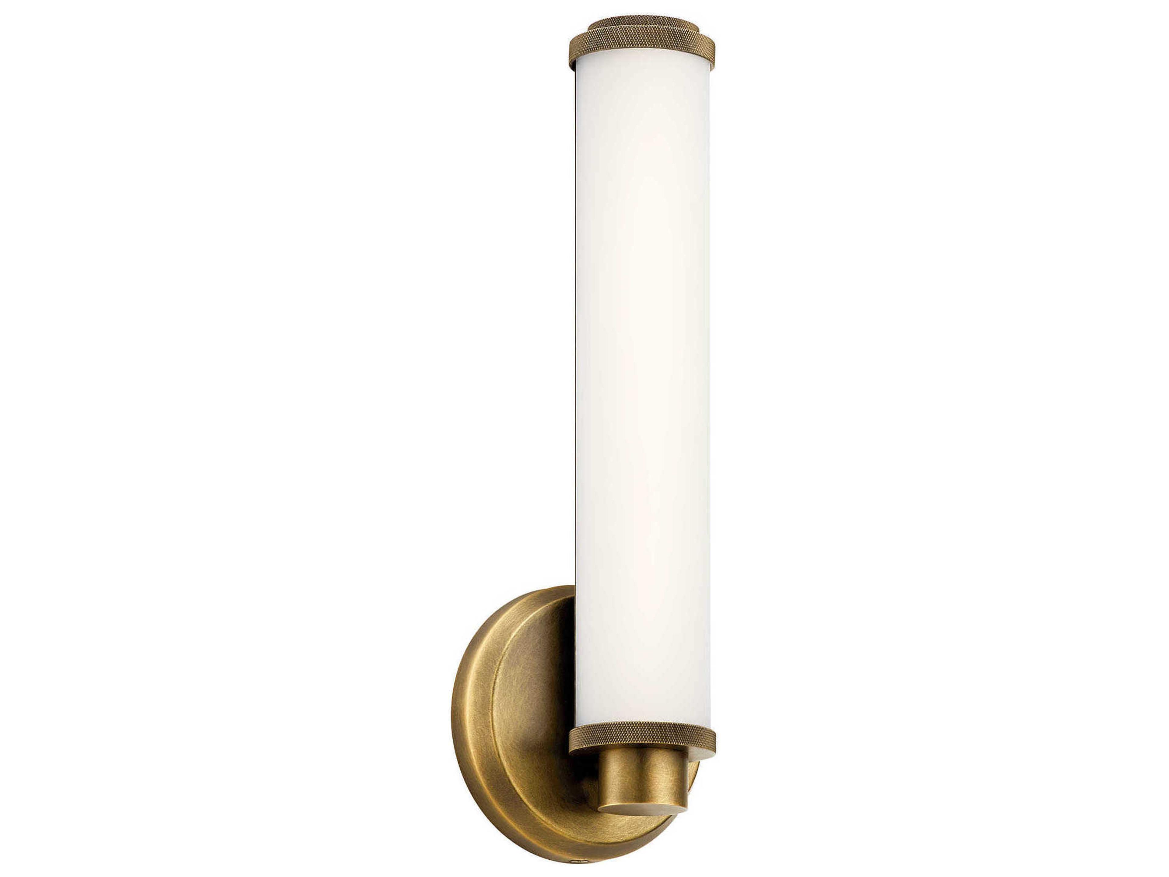 Kichler Indeco 1-Light Natural Brass Glass Wall Sconce