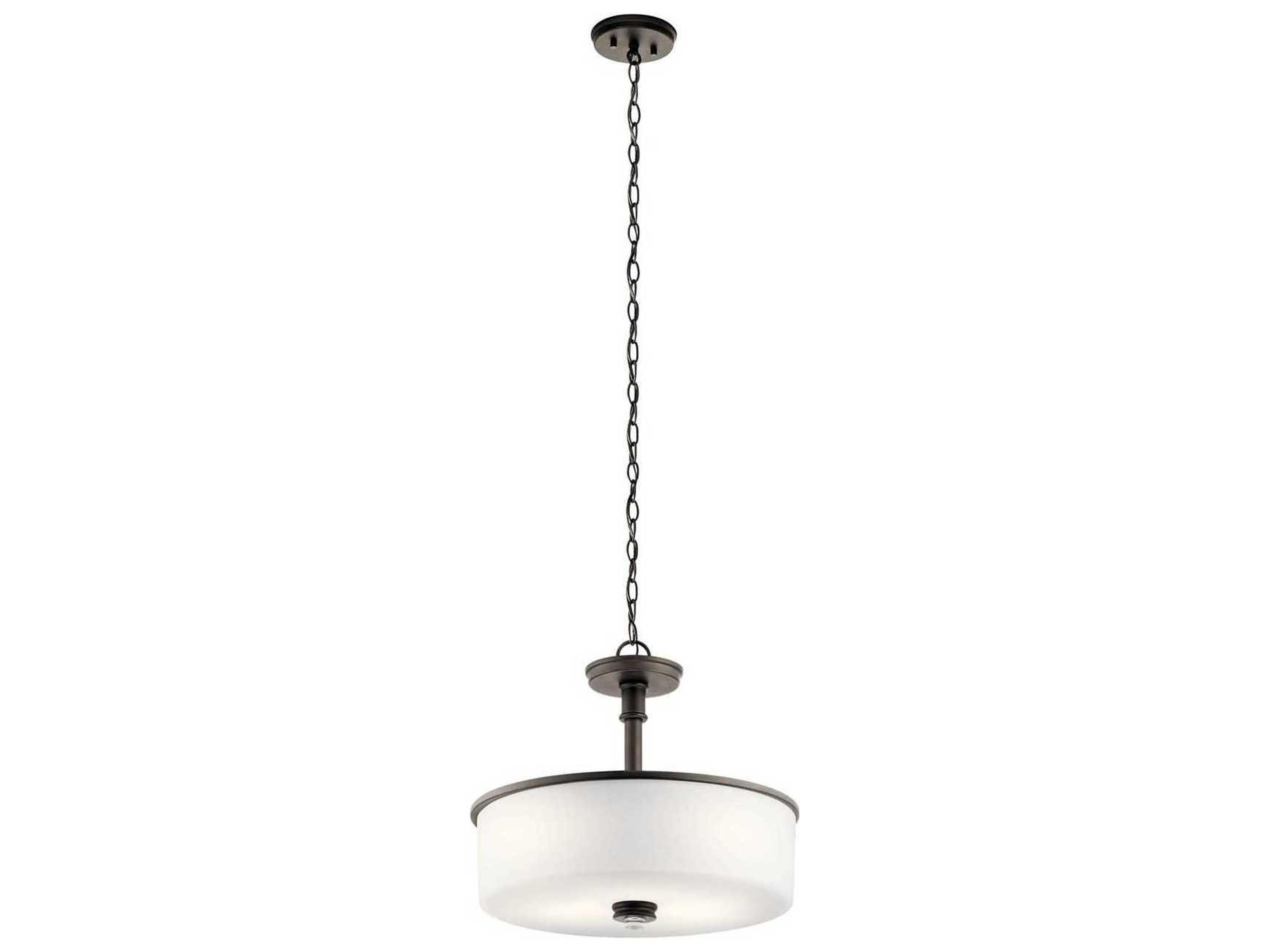 Kichler Joelson 3-Light Olde Bronze Glass Drum Round Pendant