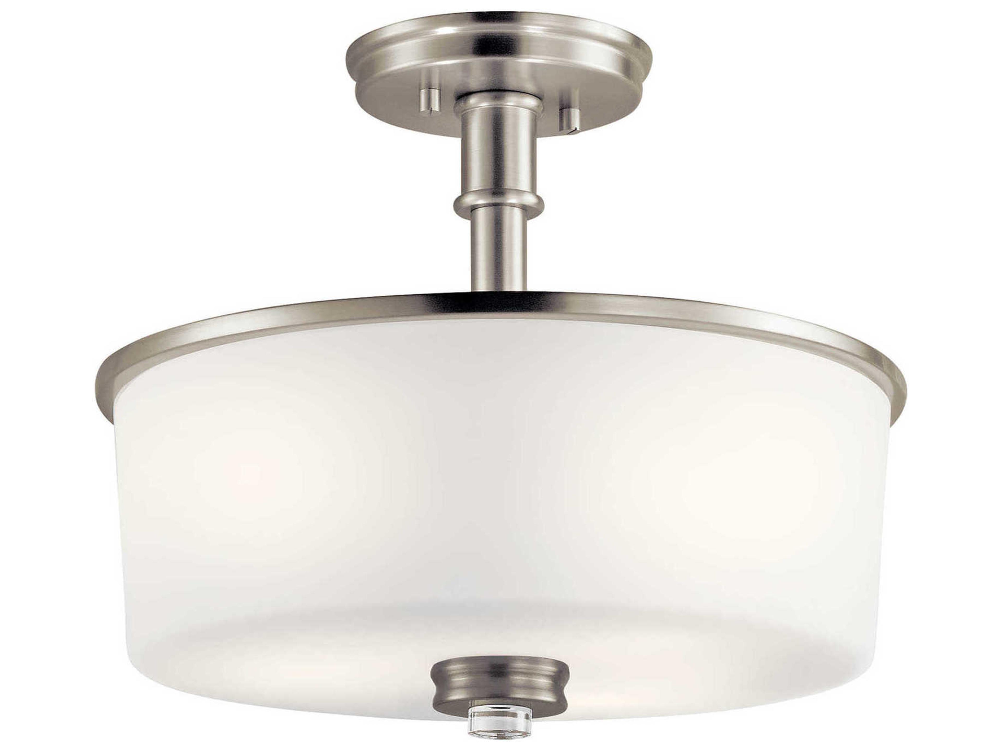 Kichler Joelson 3-Light Brushed Nickel Glass Drum Round Semi Flush Mount
