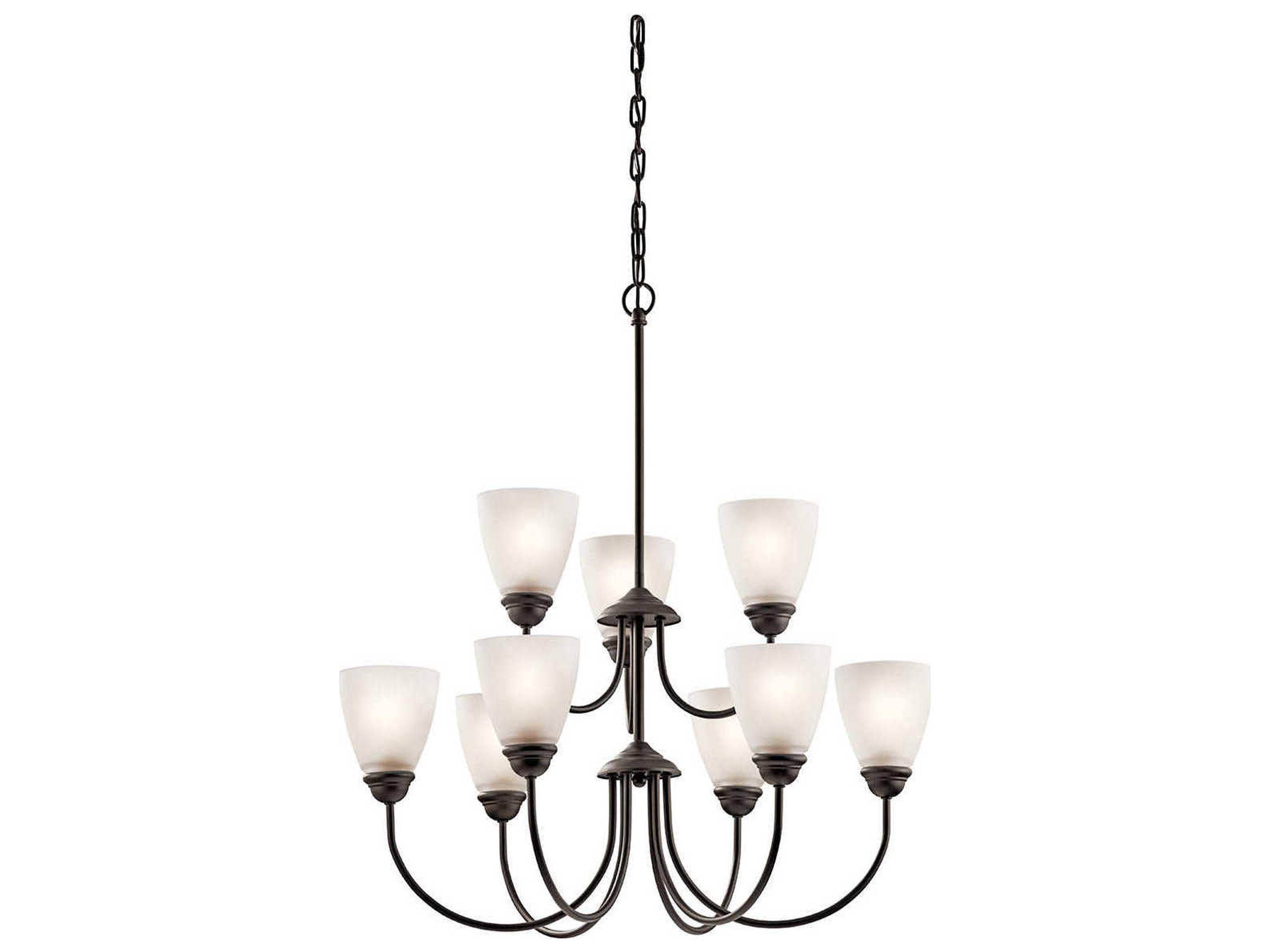 Kichler Jolie 9-Light Olde Bronze Glass LED Bell Chandelier