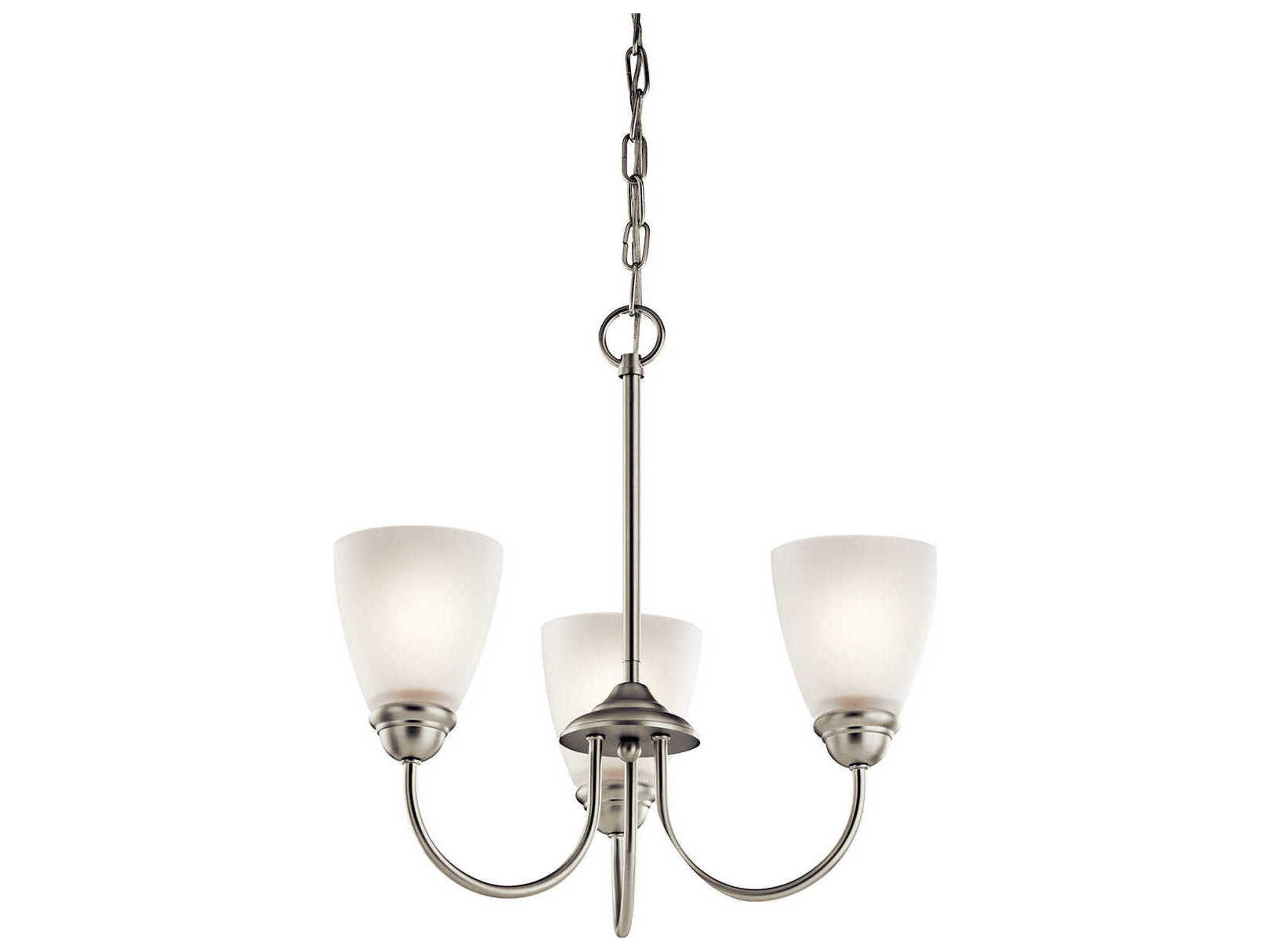 Kichler Jolie 3-Light Brushed Nickel Glass LED Bell Chandelier
