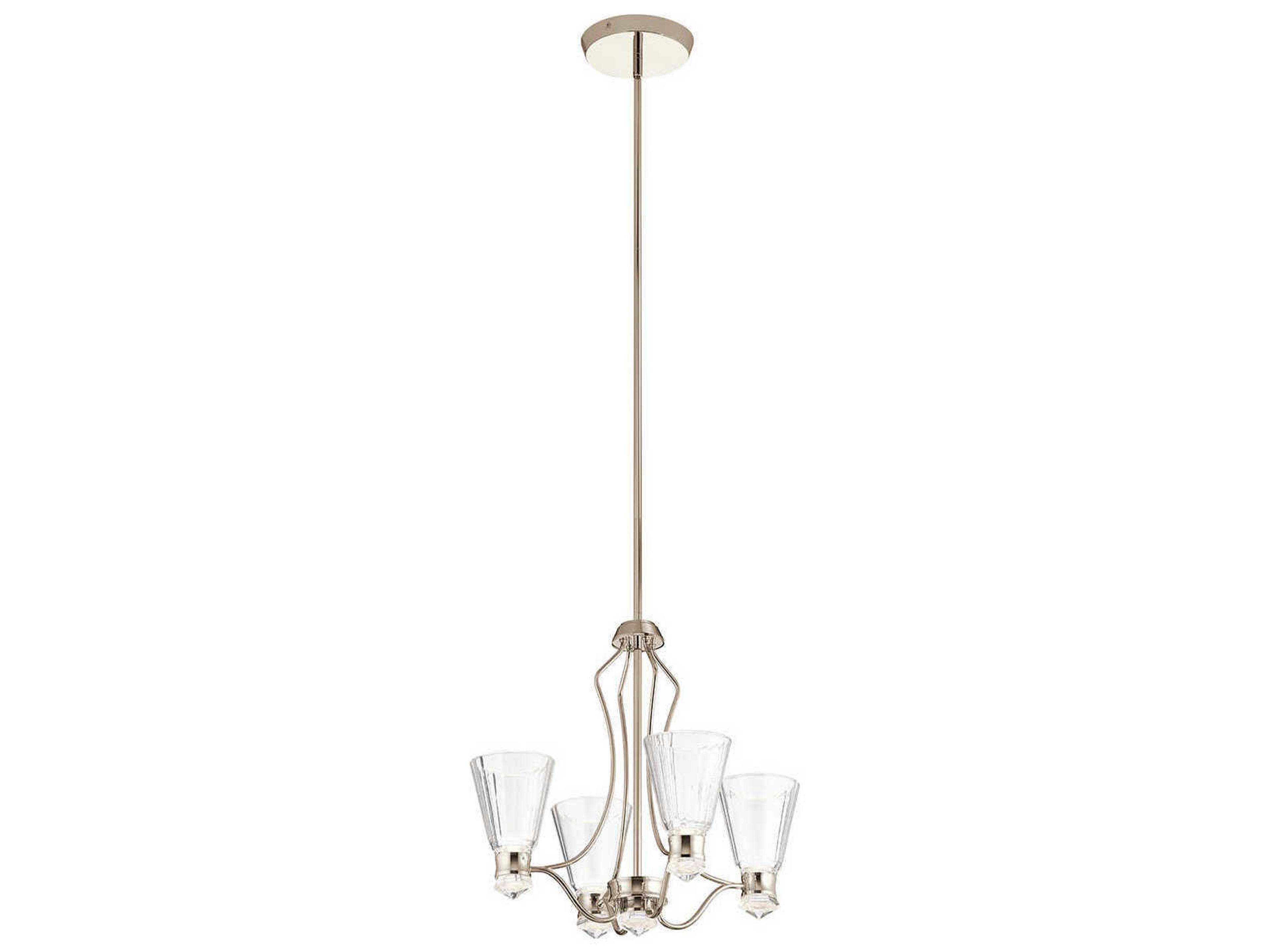 Kichler Kayva 4-Light Polished Nickel Glass Bell Chandelier