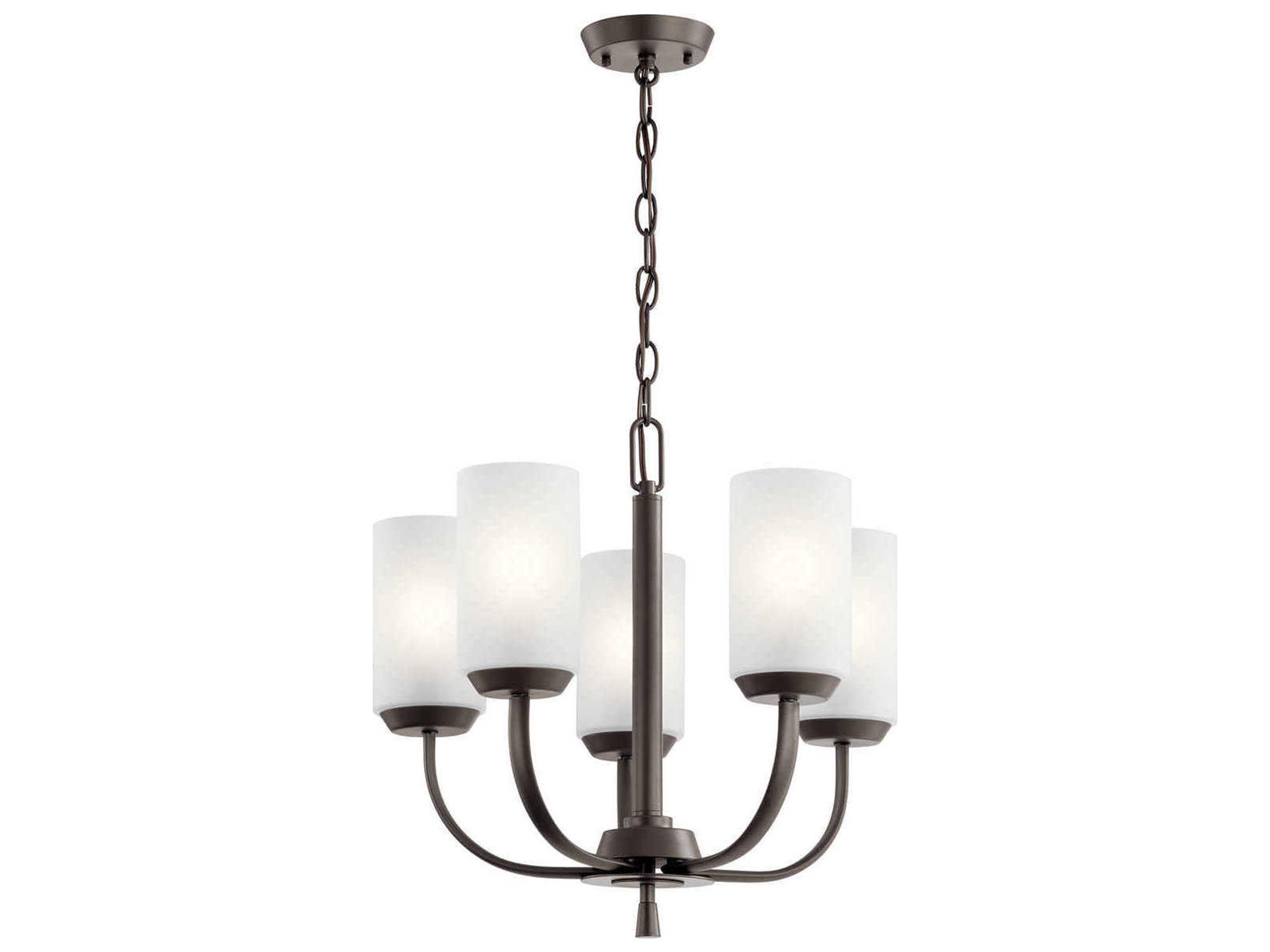 Kichler Kennewick 5-Light Olde Bronze Glass Candelabra Cylinder Chandelier