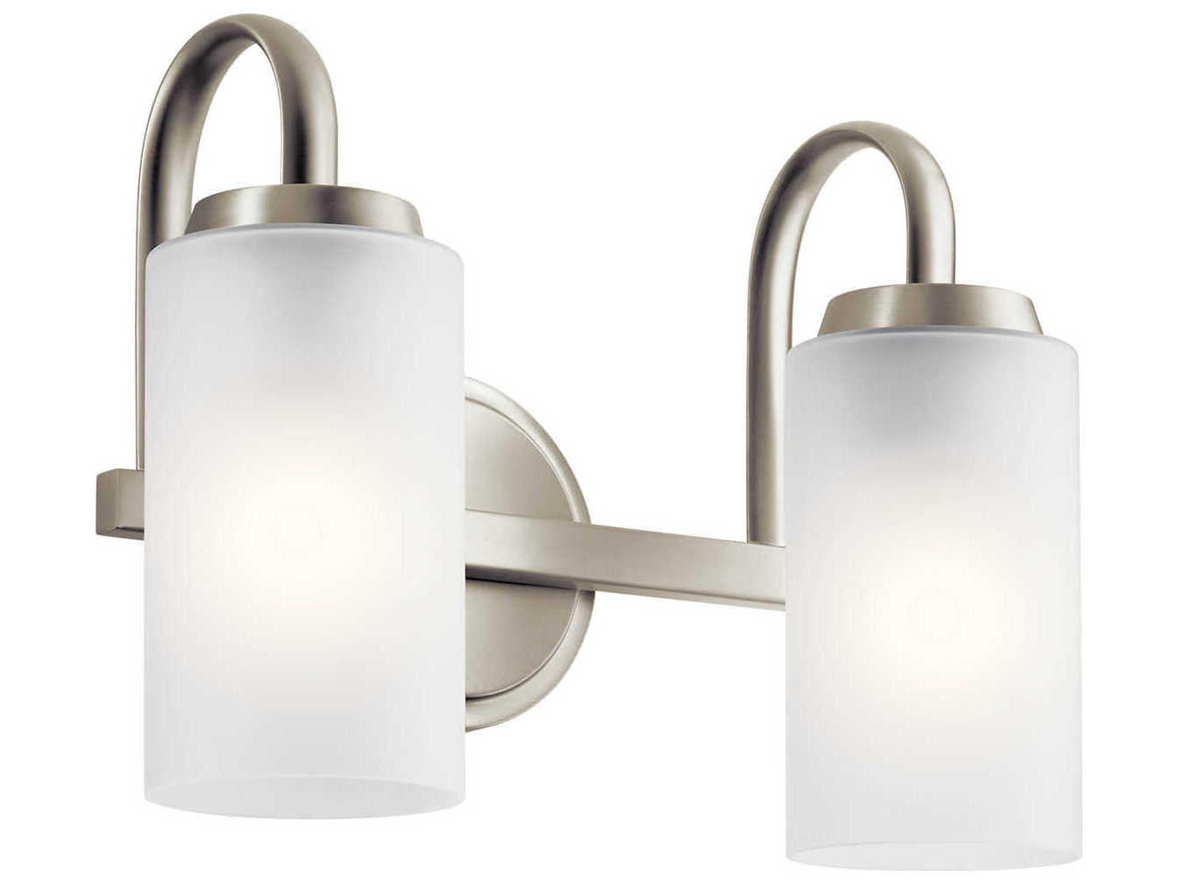Kichler Kennewick 2-Light Brushed Nickel Glass Vanity Light