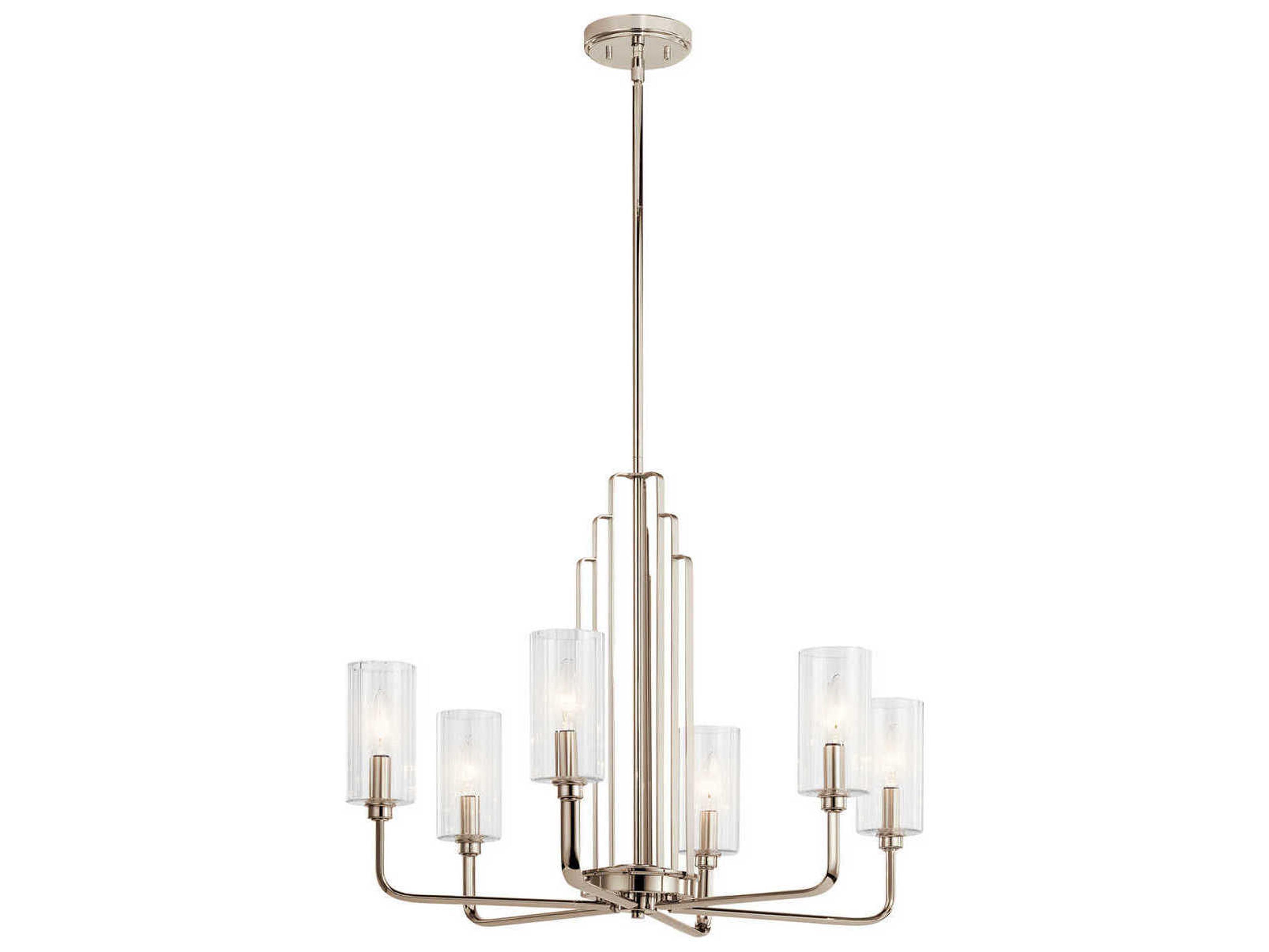 Kichler Kimrose 6-Light Polished Nickel Glass Candelabra Cylinder Chandelier