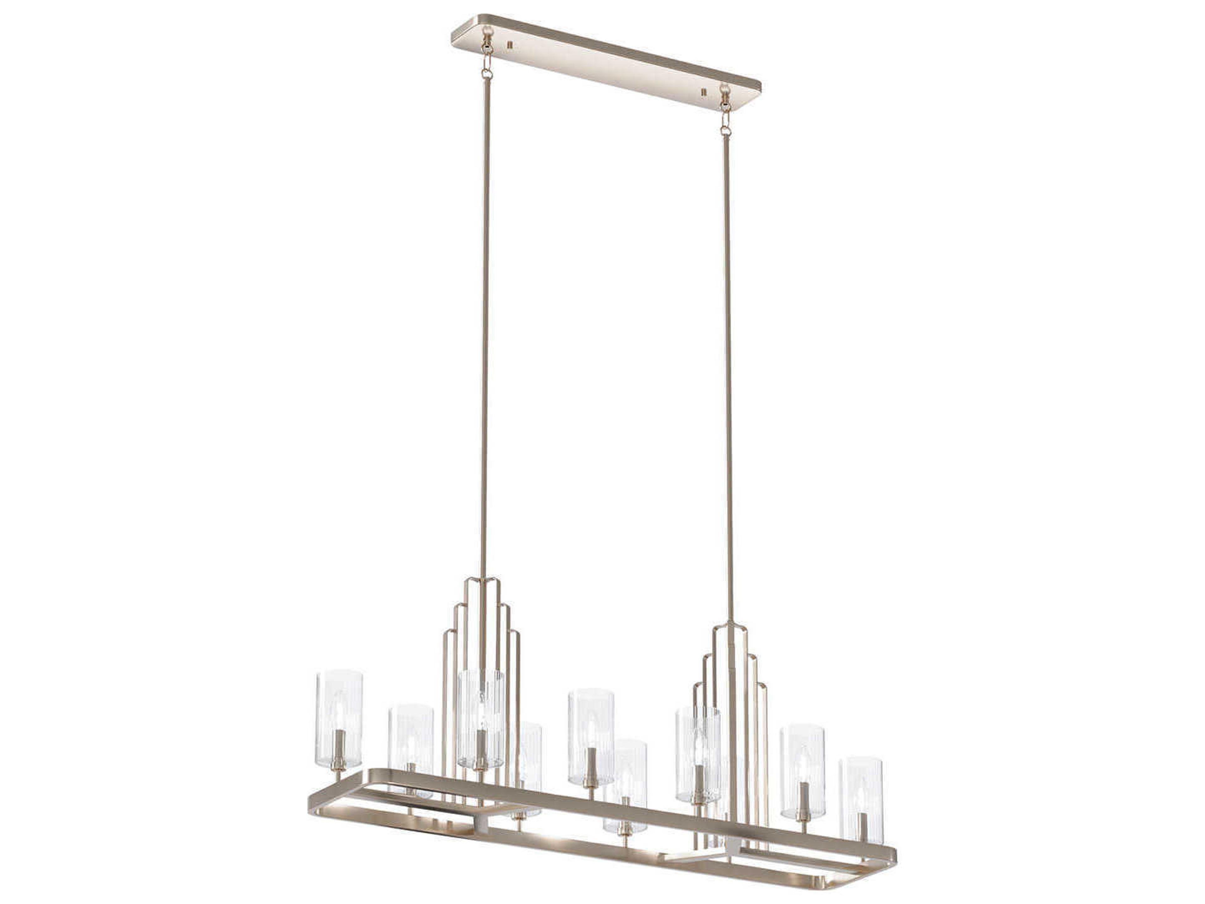 Kichler Kimrose 10-Light Polished Nickel Glass Cylinder Island Pendant