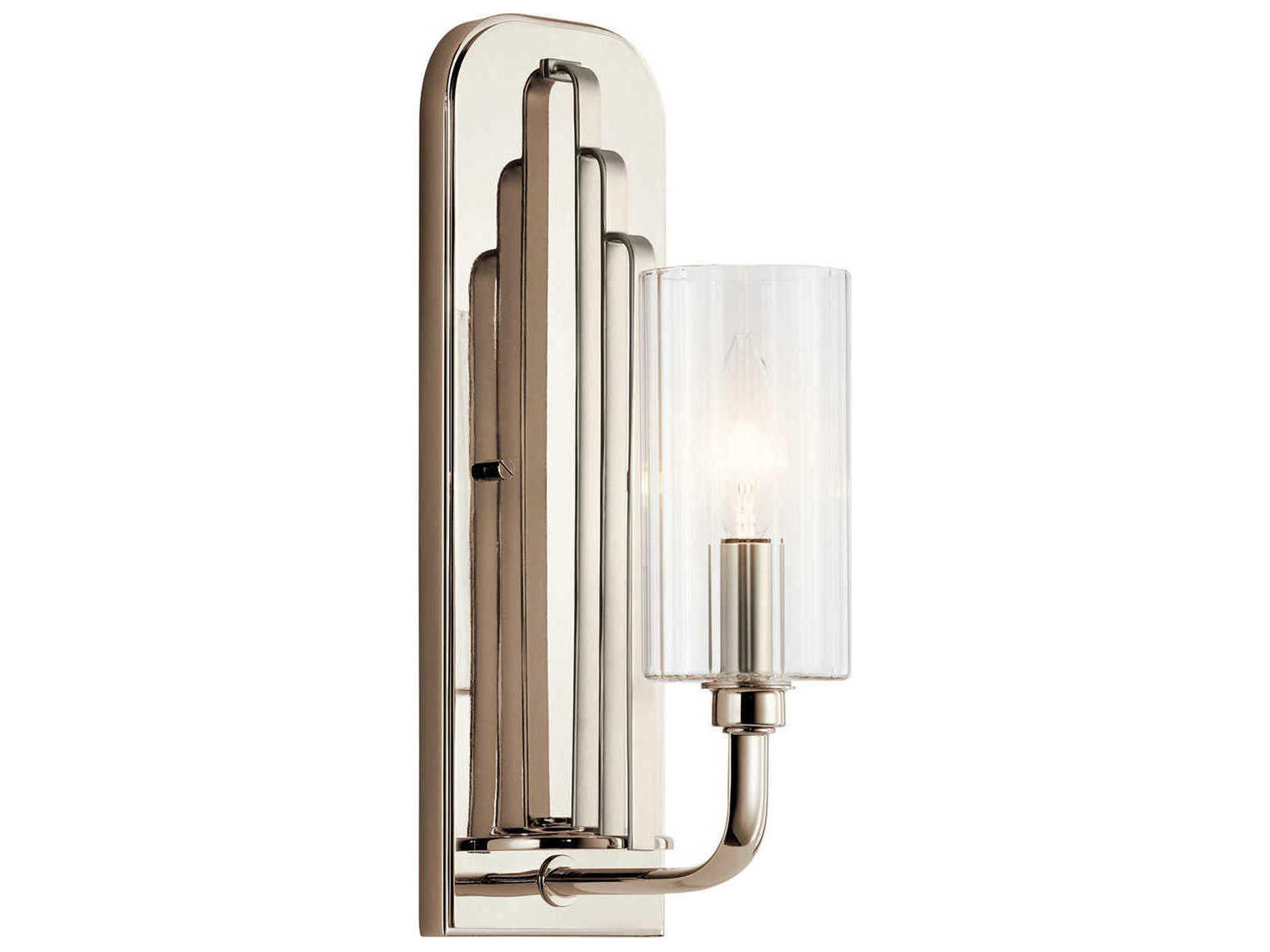 Kichler Kimrose 1-Light Polished Nickel Glass Wall Sconce