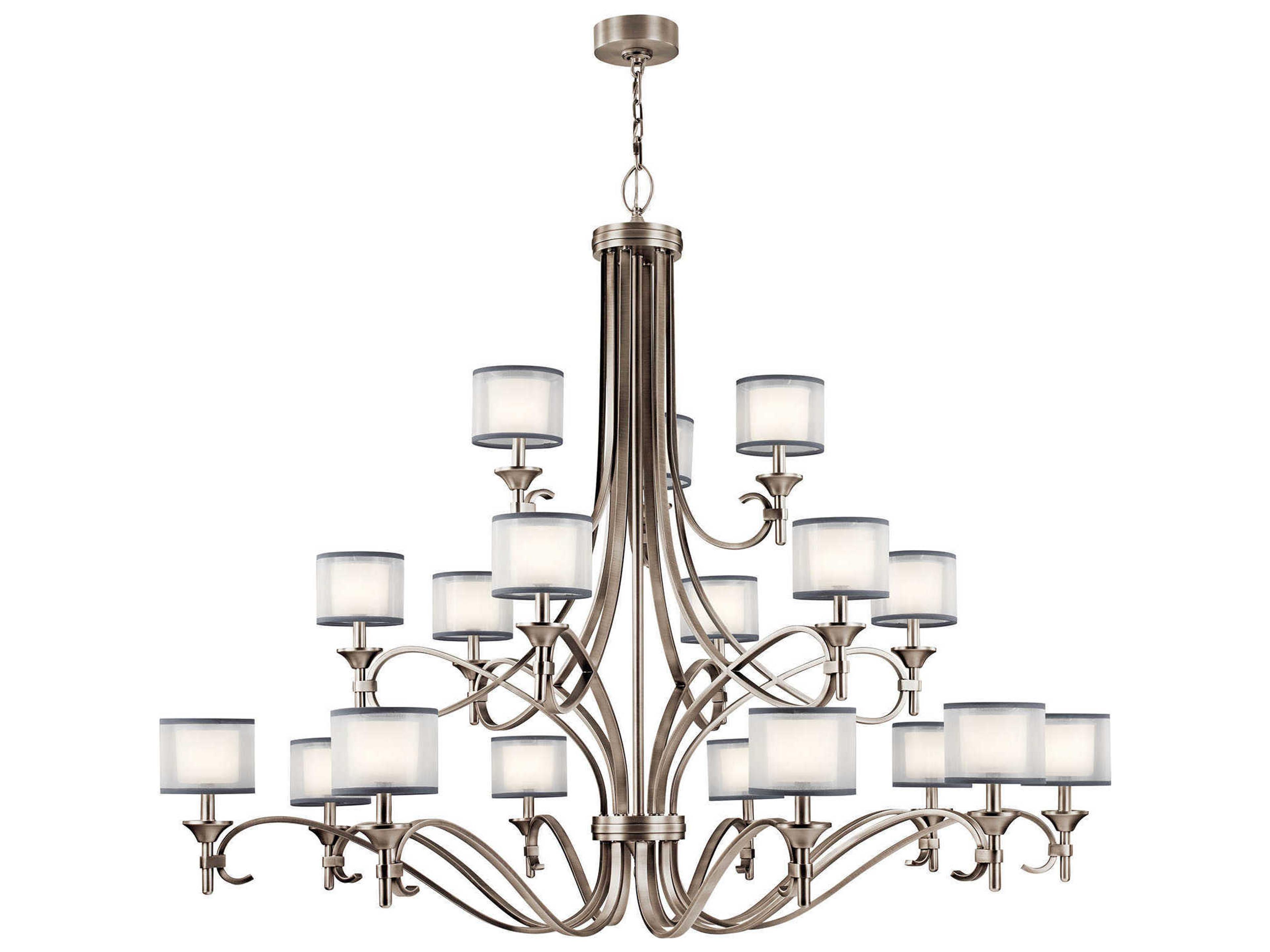 Kichler Lacey 18-Light8-Light Antique Pewter Glass Candelabra Cylinder Drum Chandelier