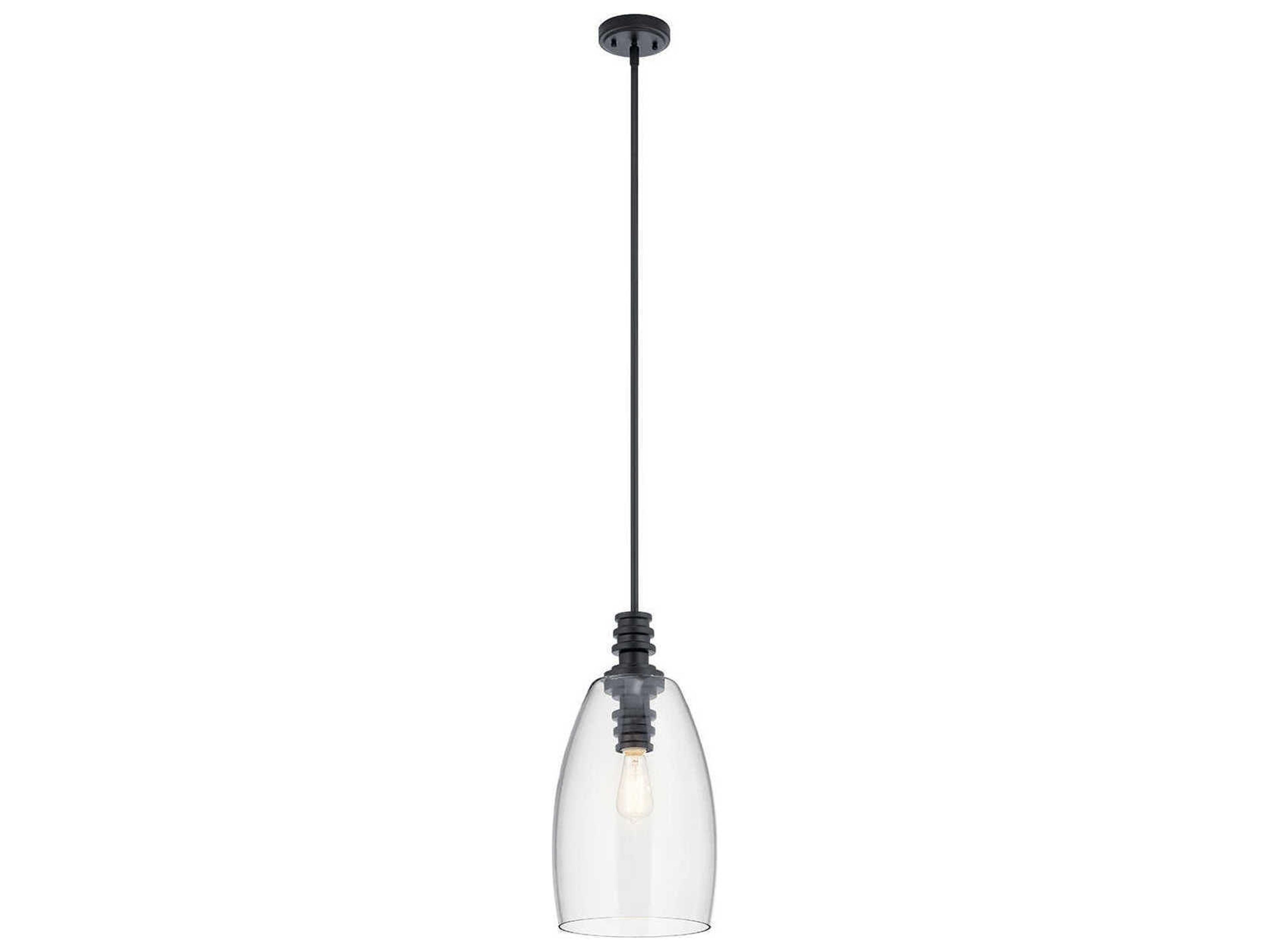 Kichler Lakum 1-Light Black Glass Geometric Mini Pendant