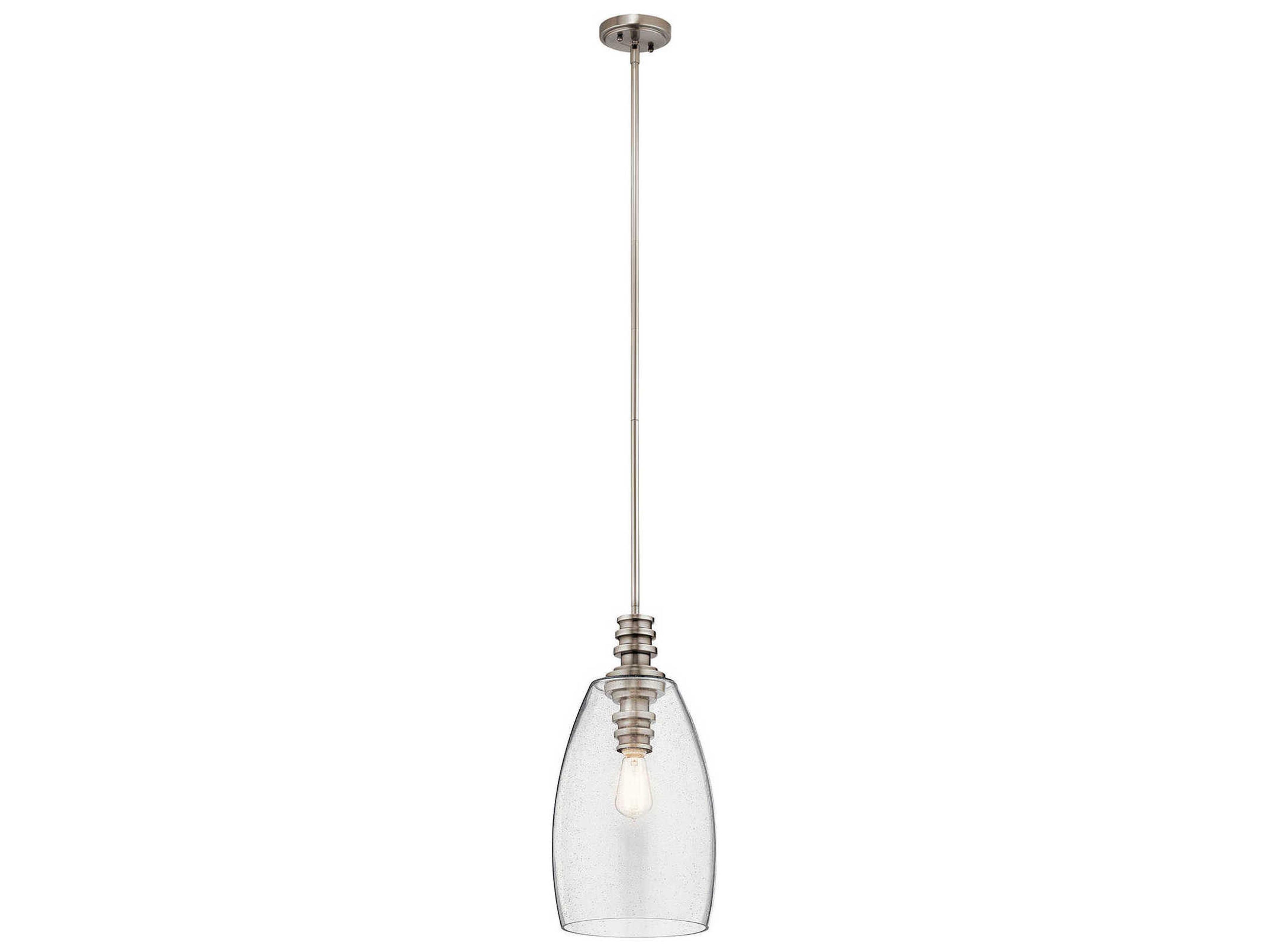 Kichler Lakum 1-Light Classic Pewter Glass Geometric Mini Pendant