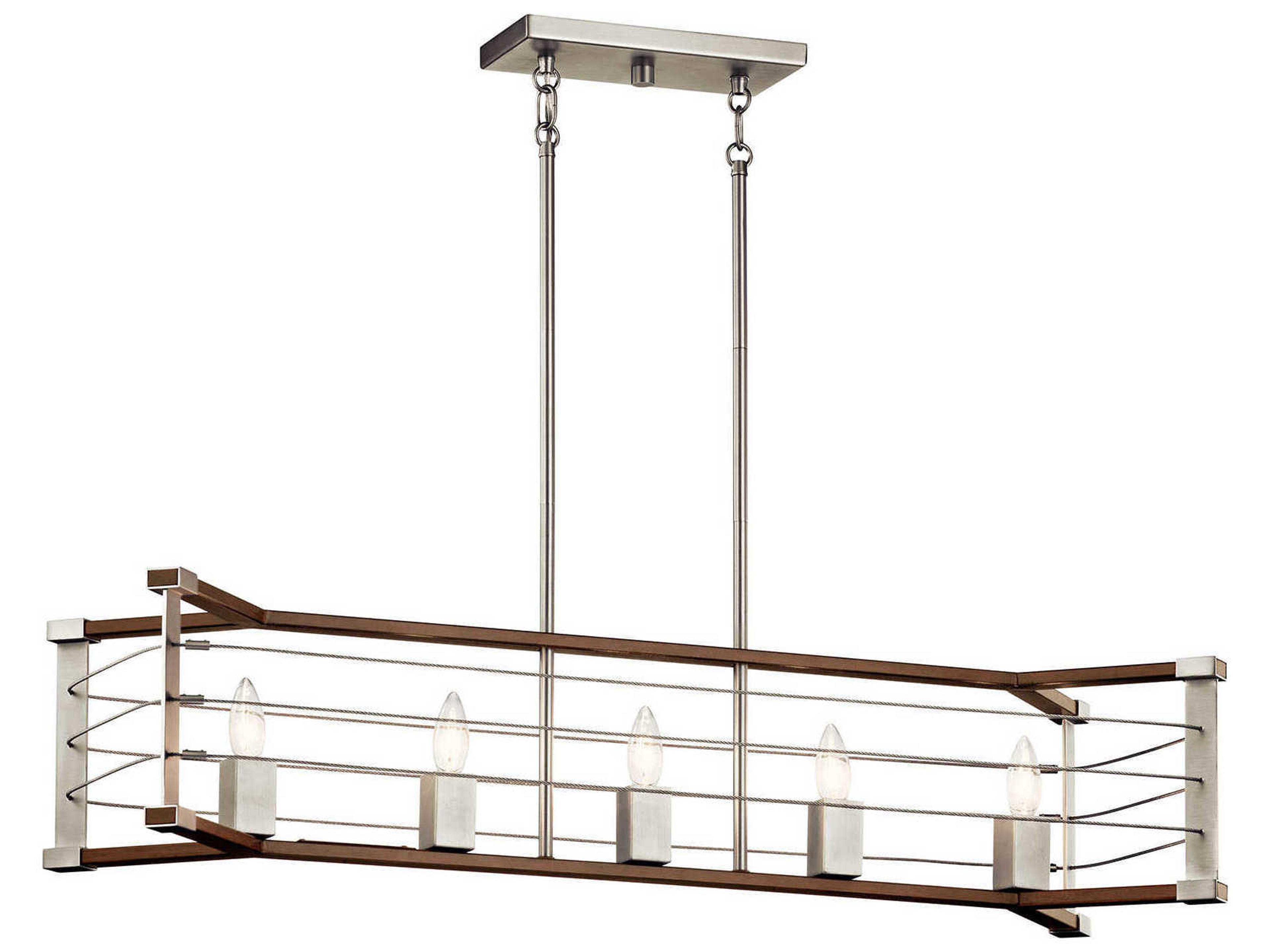 Kichler Lente 5-Light Brushed Nickel Brown Island Pendant