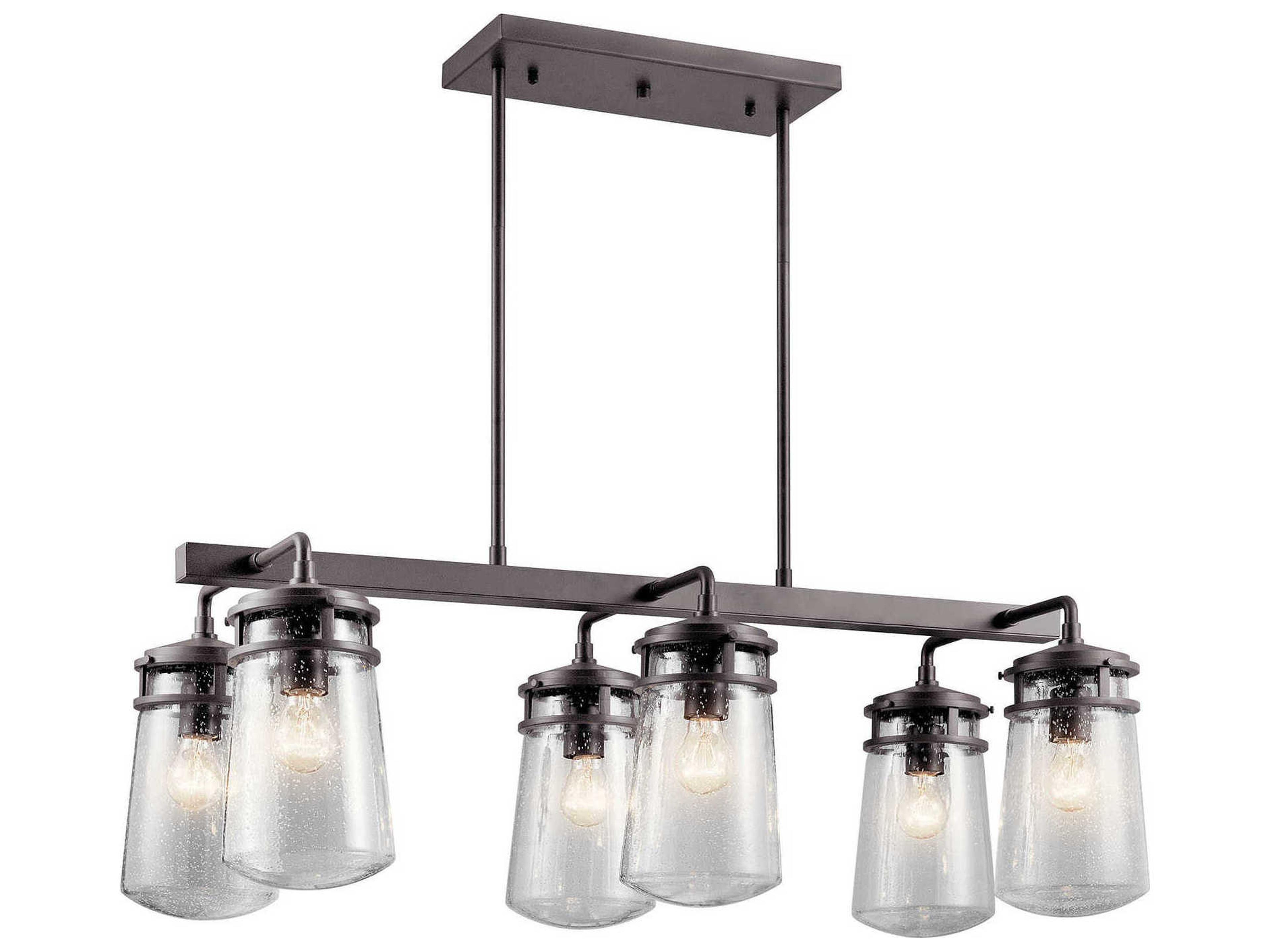 Kichler Lyndon 6-Light Architectural Bronze Glass Lantern Linear Island Pendant