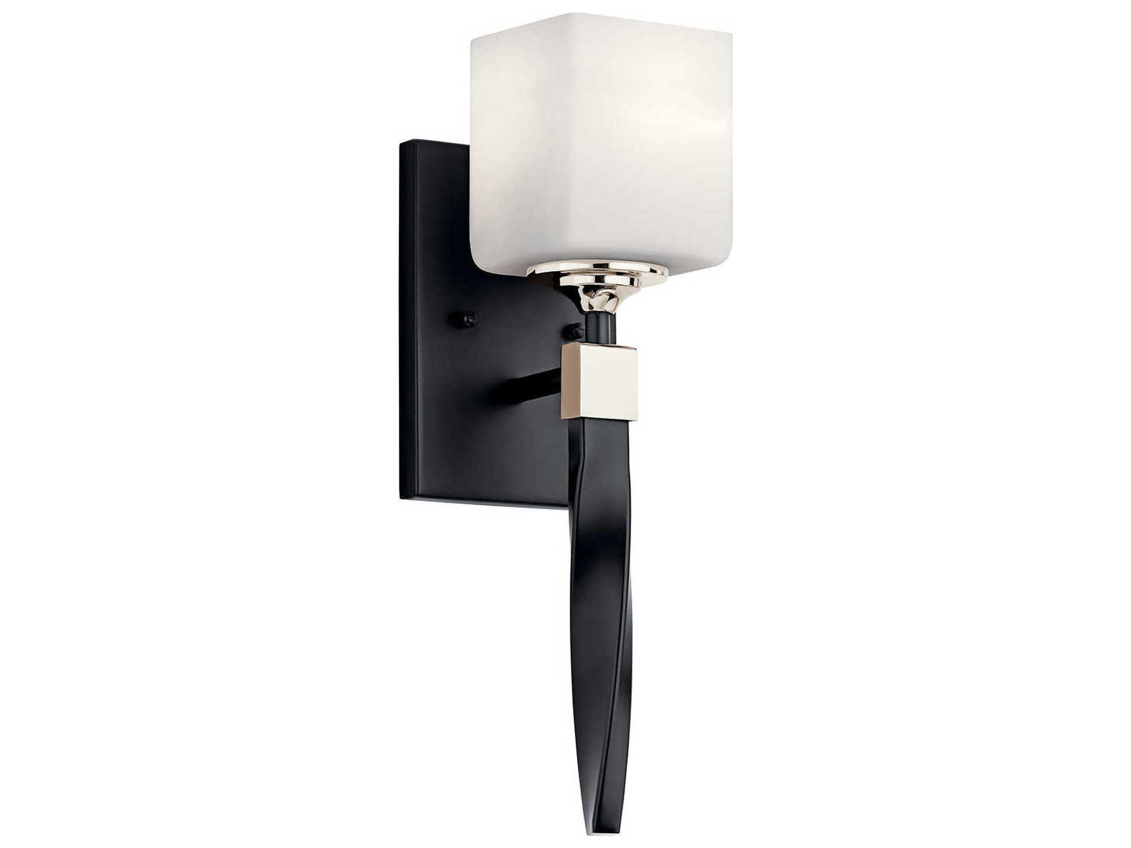 Kichler Marette 1-Light Black Glass Wall Sconce