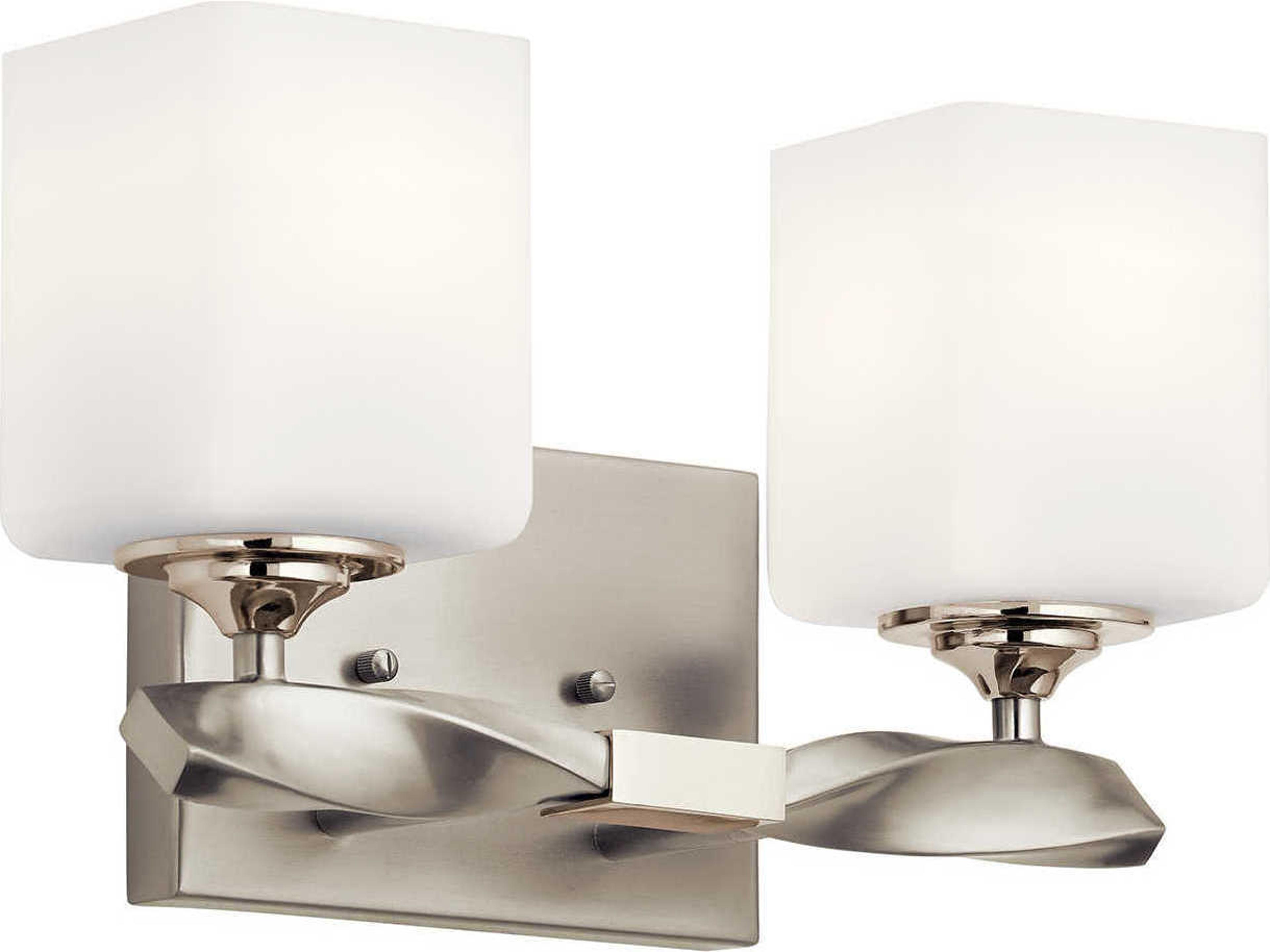Kichler Marette 2-Light Brushed Nickel Glass Vanity Light