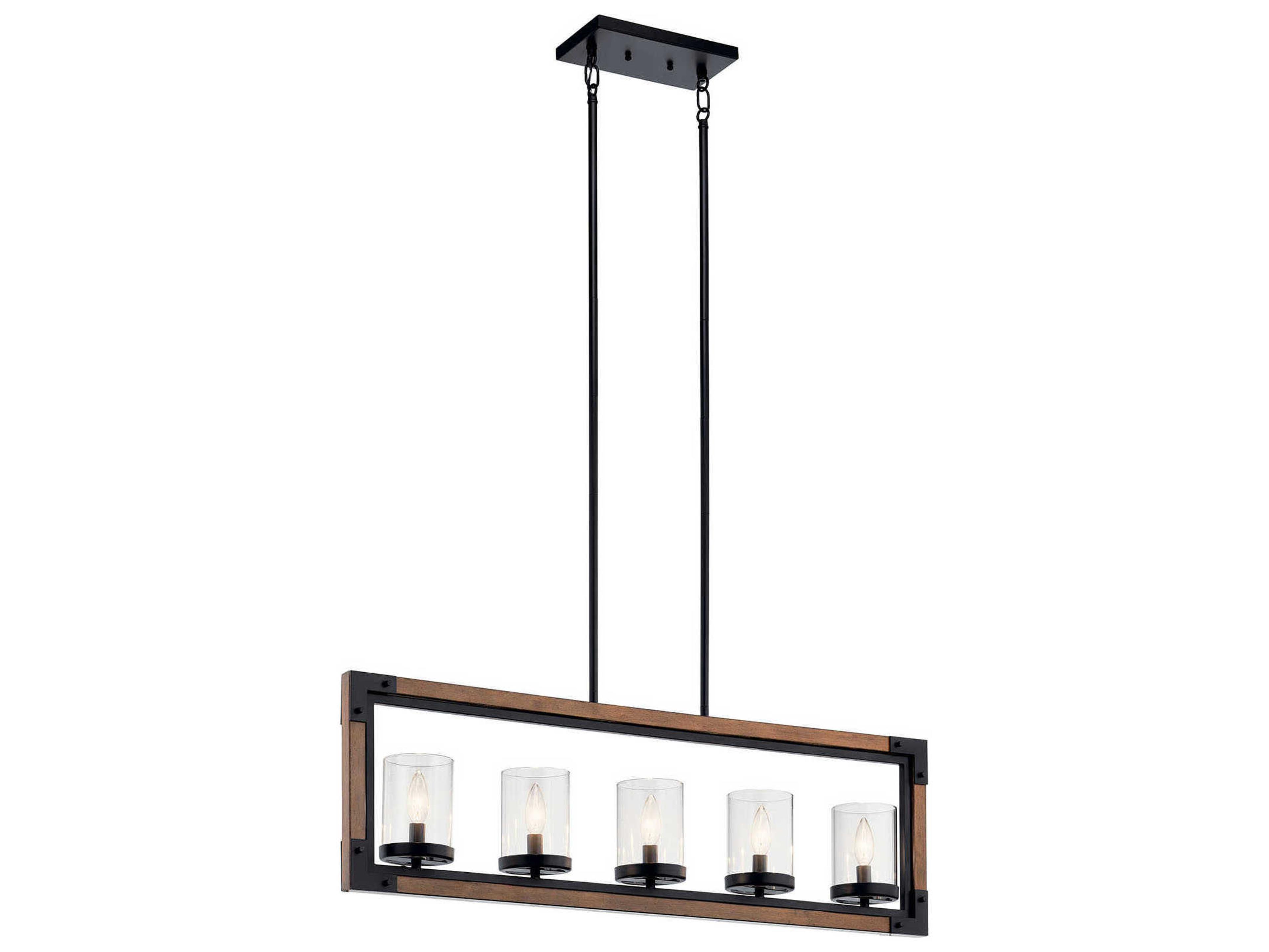 Kichler Marimount 5-Light Auburn Stained Black Glass Cylinder Island Pendant