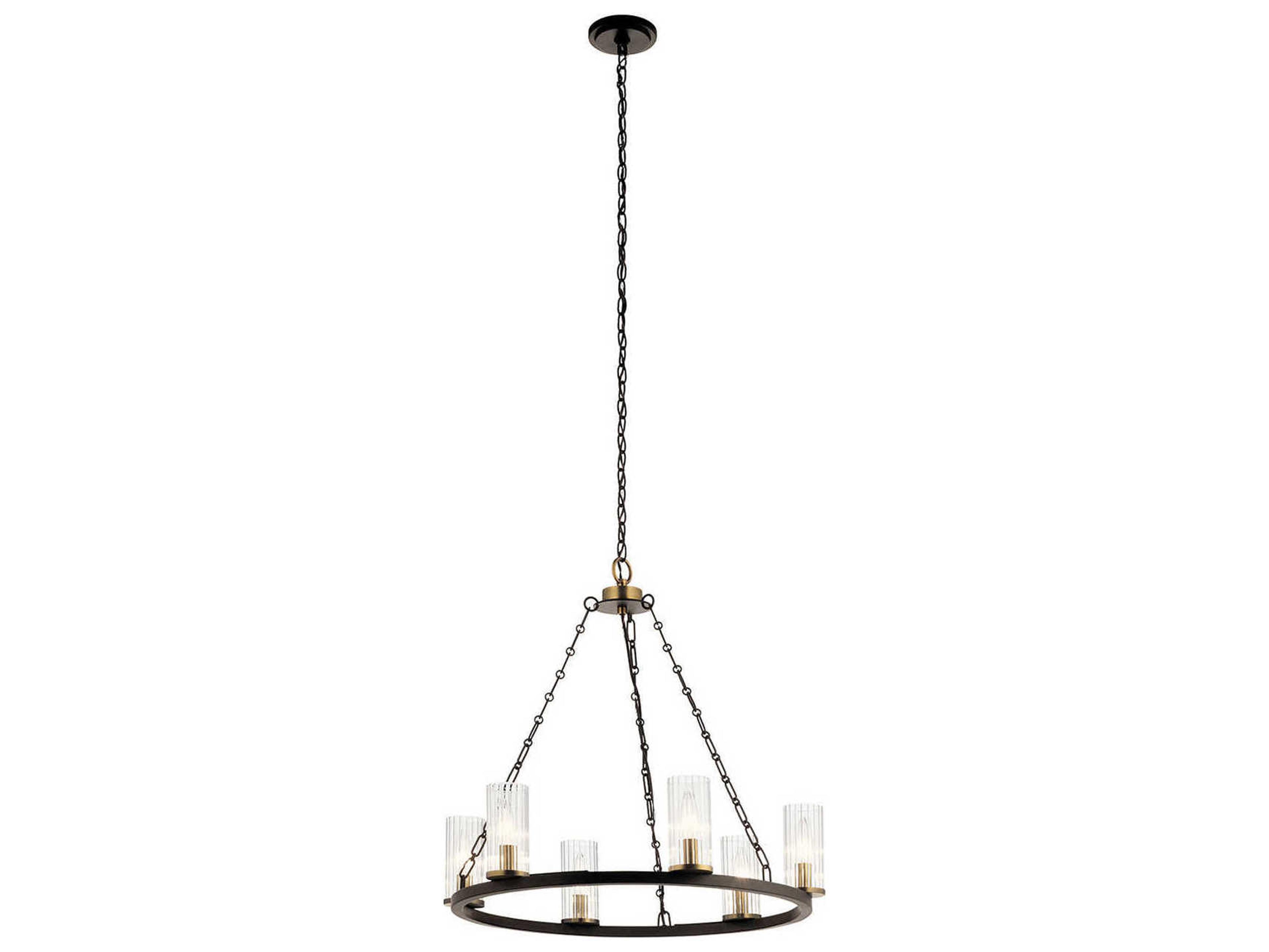 Kichler Mathias 6-Light Olde Bronze Glass Candelabra Cylinder Chandelier