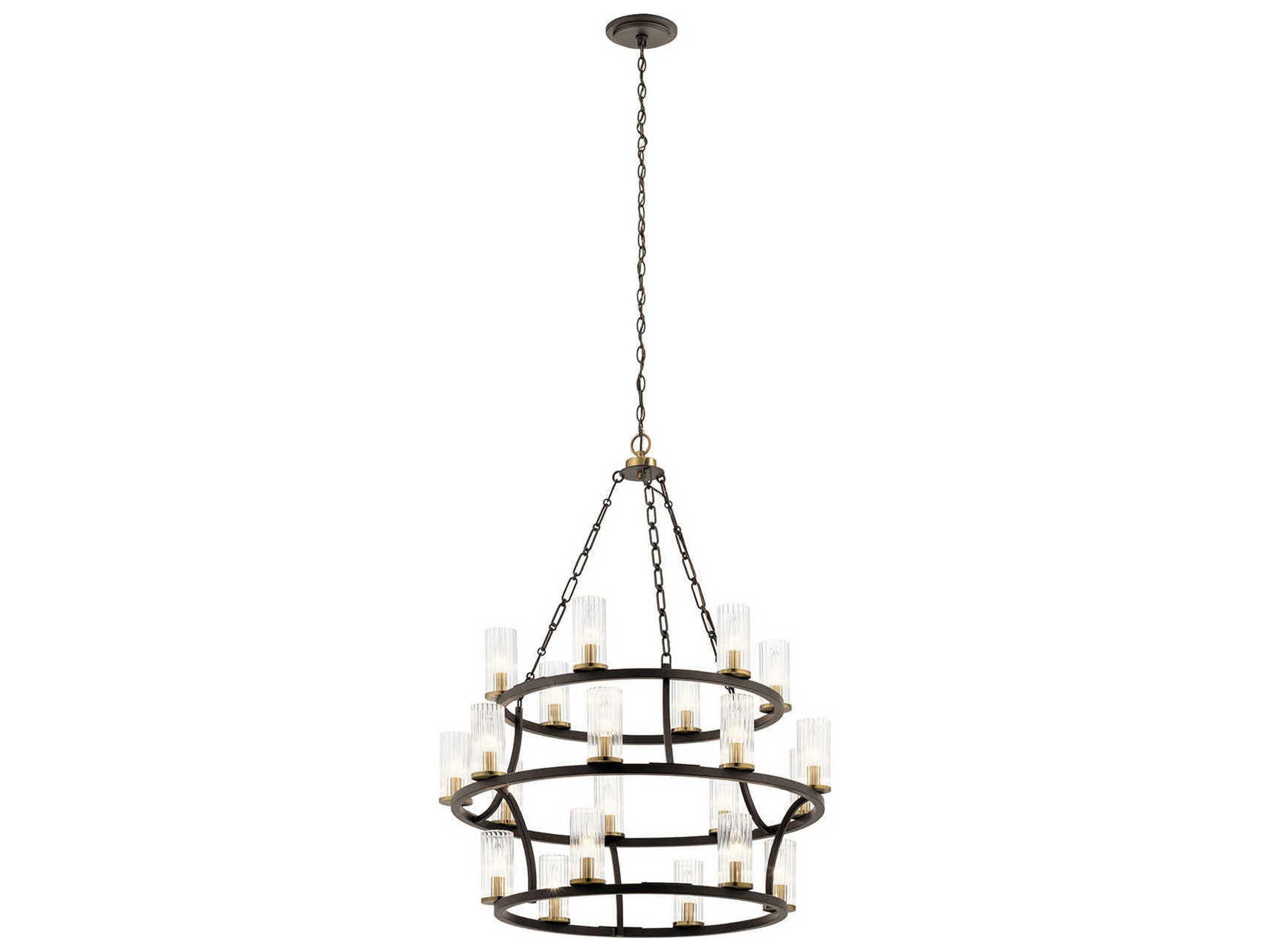 Kichler Mathias 21-Light Olde Bronze Glass Candelabra Cylinder Chandelier