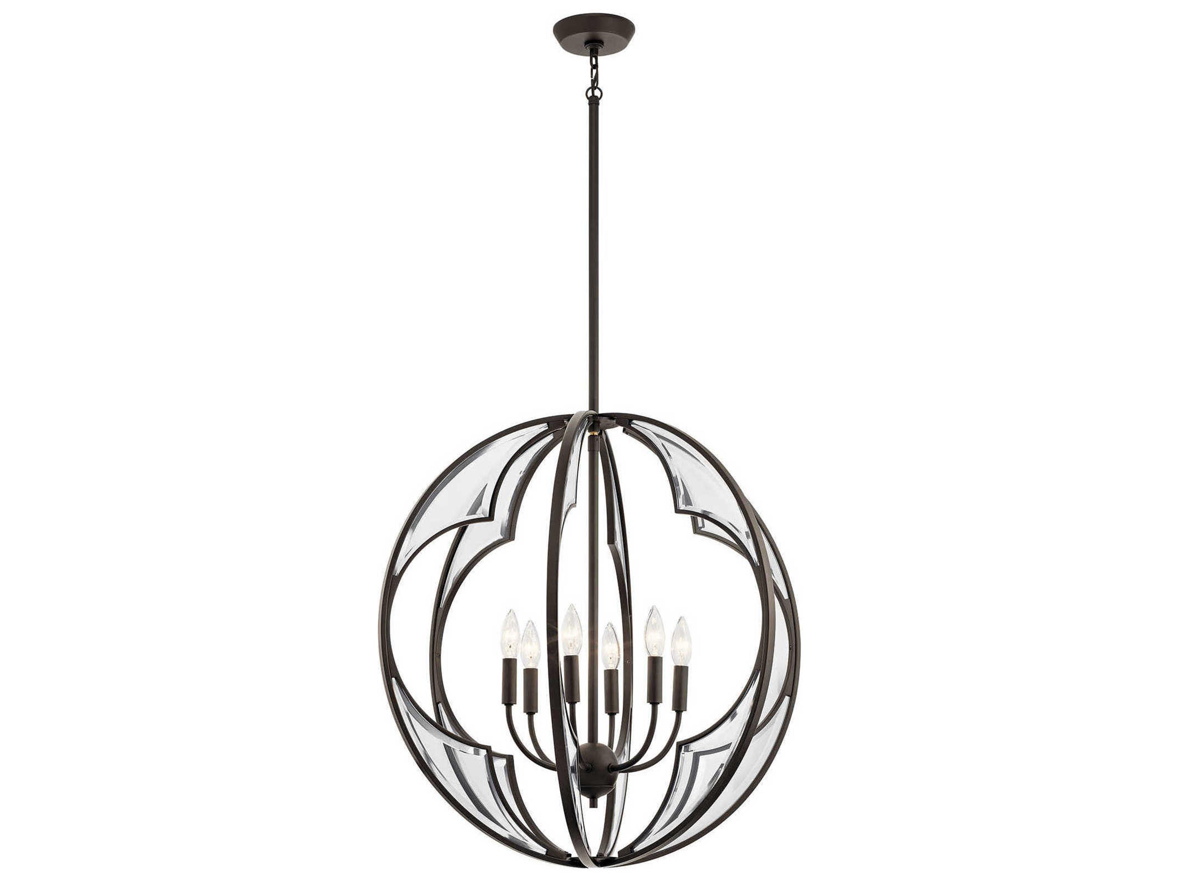 Kichler Montavello 6-Light Olde Bronze Glass Candelabra Geometric Chandelier