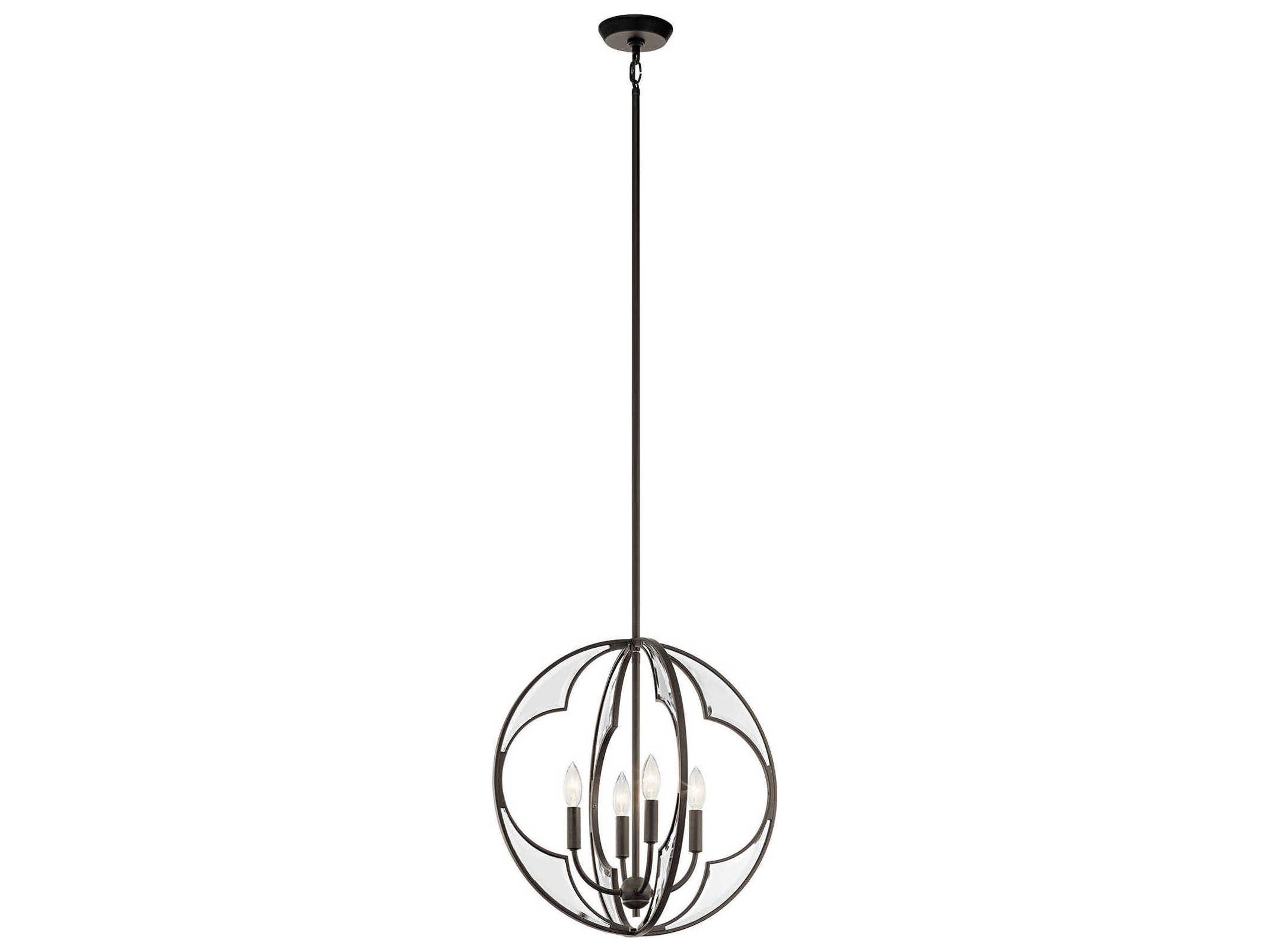 Kichler Montavello 4-Light Olde Bronze Glass Candelabra Geometric Chandelier