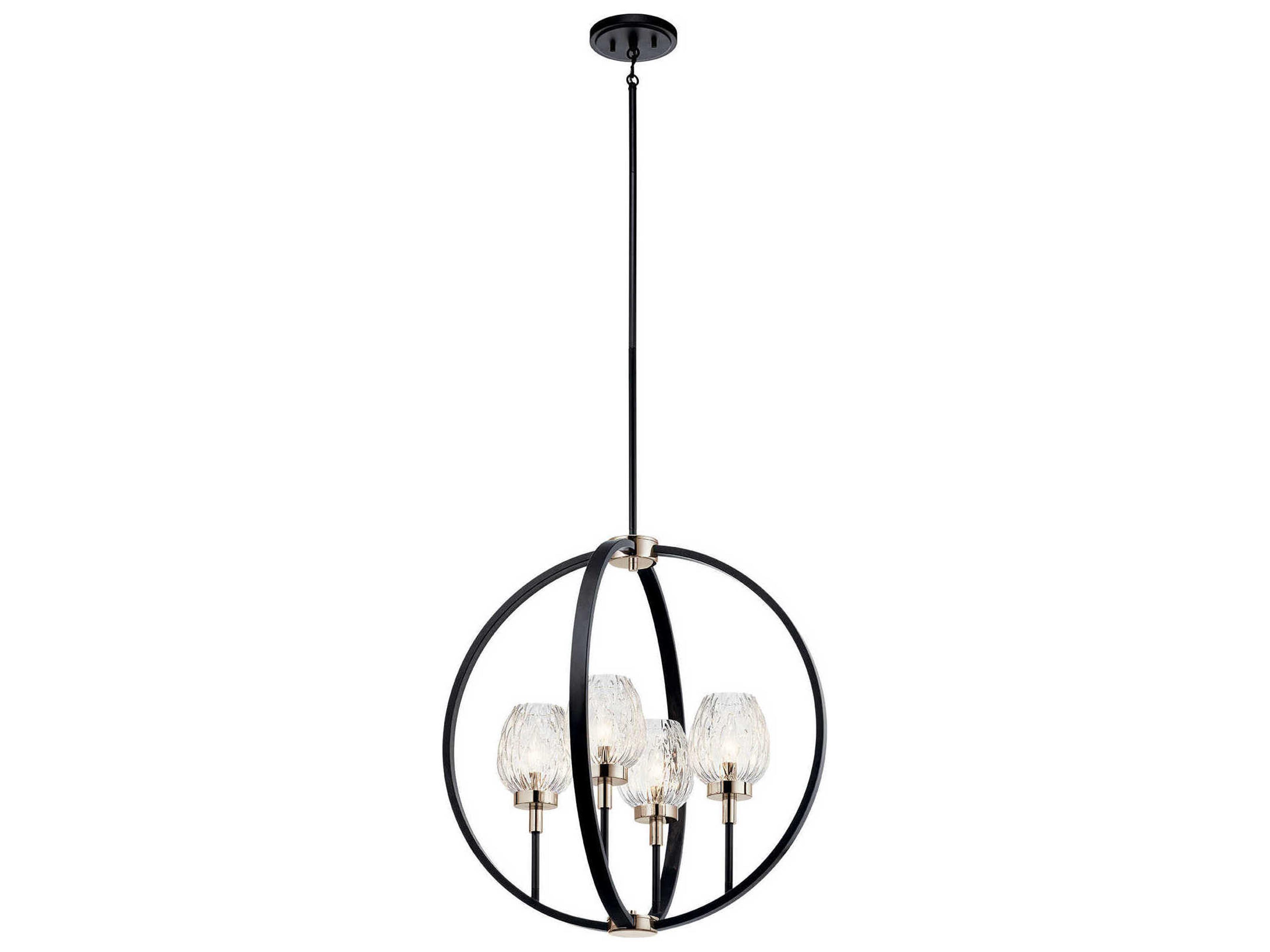 Kichler Moyra 4-Light Black Glass Candelabra Chandelier