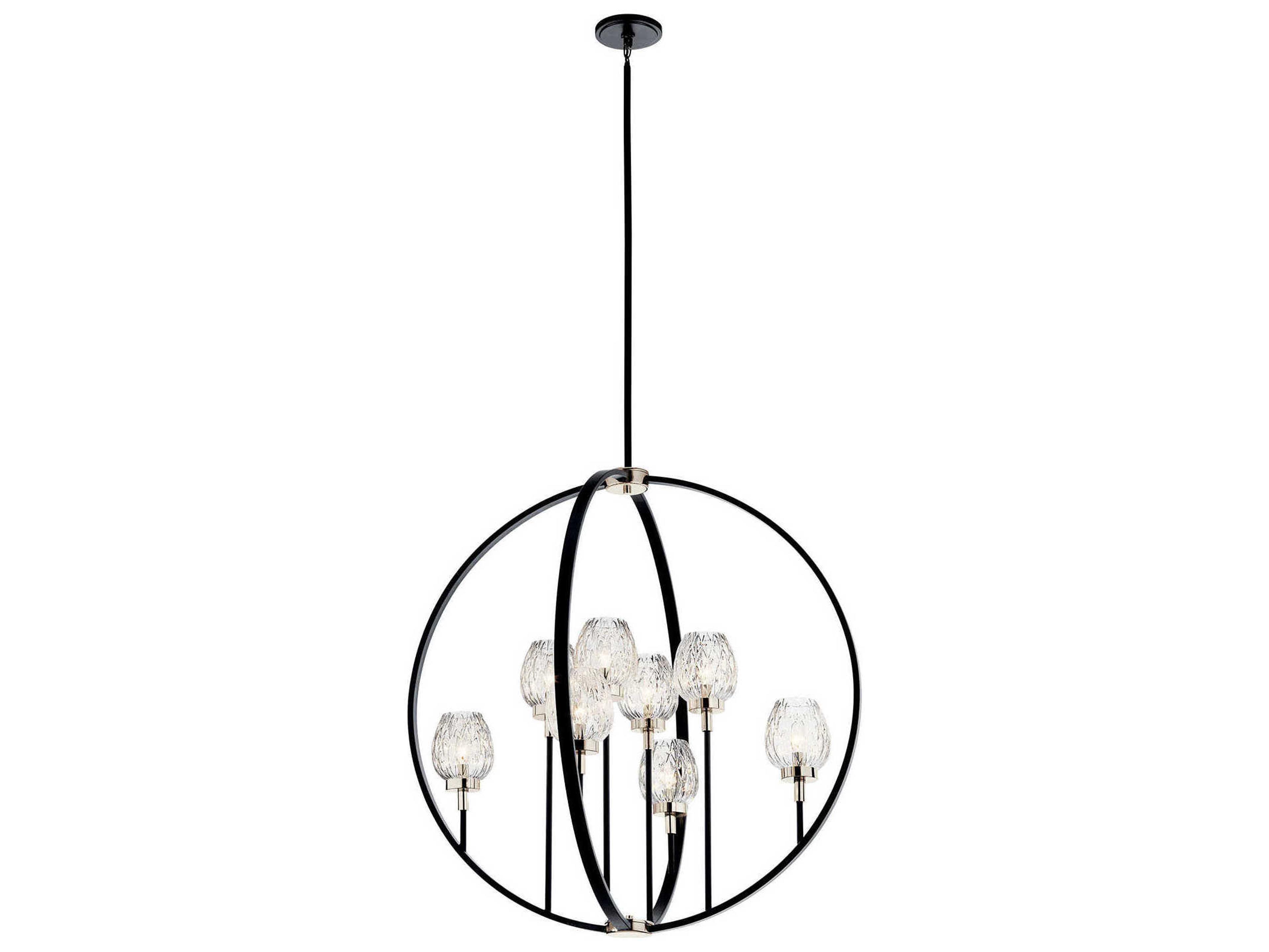 Kichler Moyra 8-Light Black Glass Candelabra Chandelier