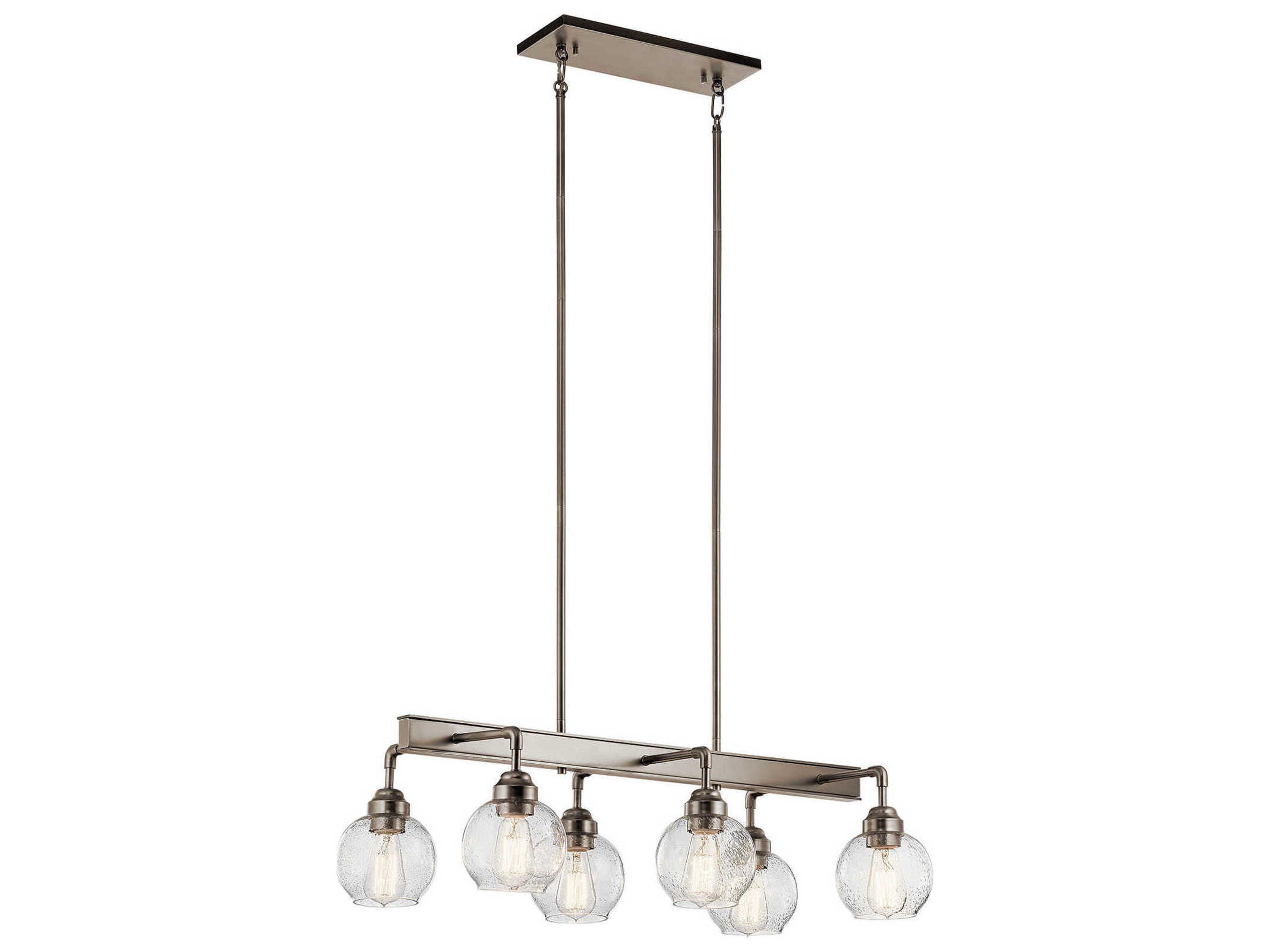 Kichler Niles 6-Light Antique Pewter Glass Globe Linear Island Pendant