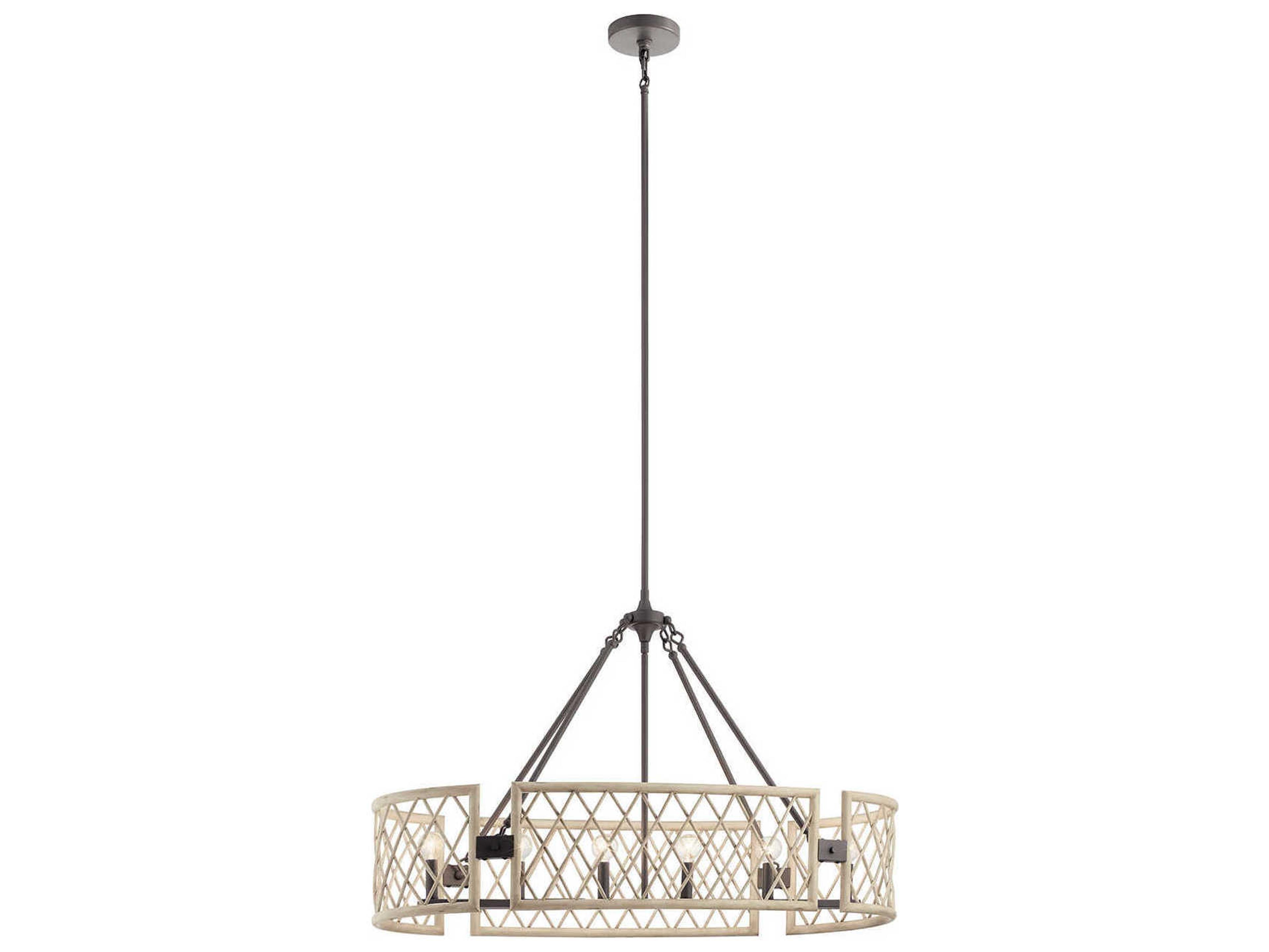 Kichler Oana 6-Light White Washed Wood Island Pendant