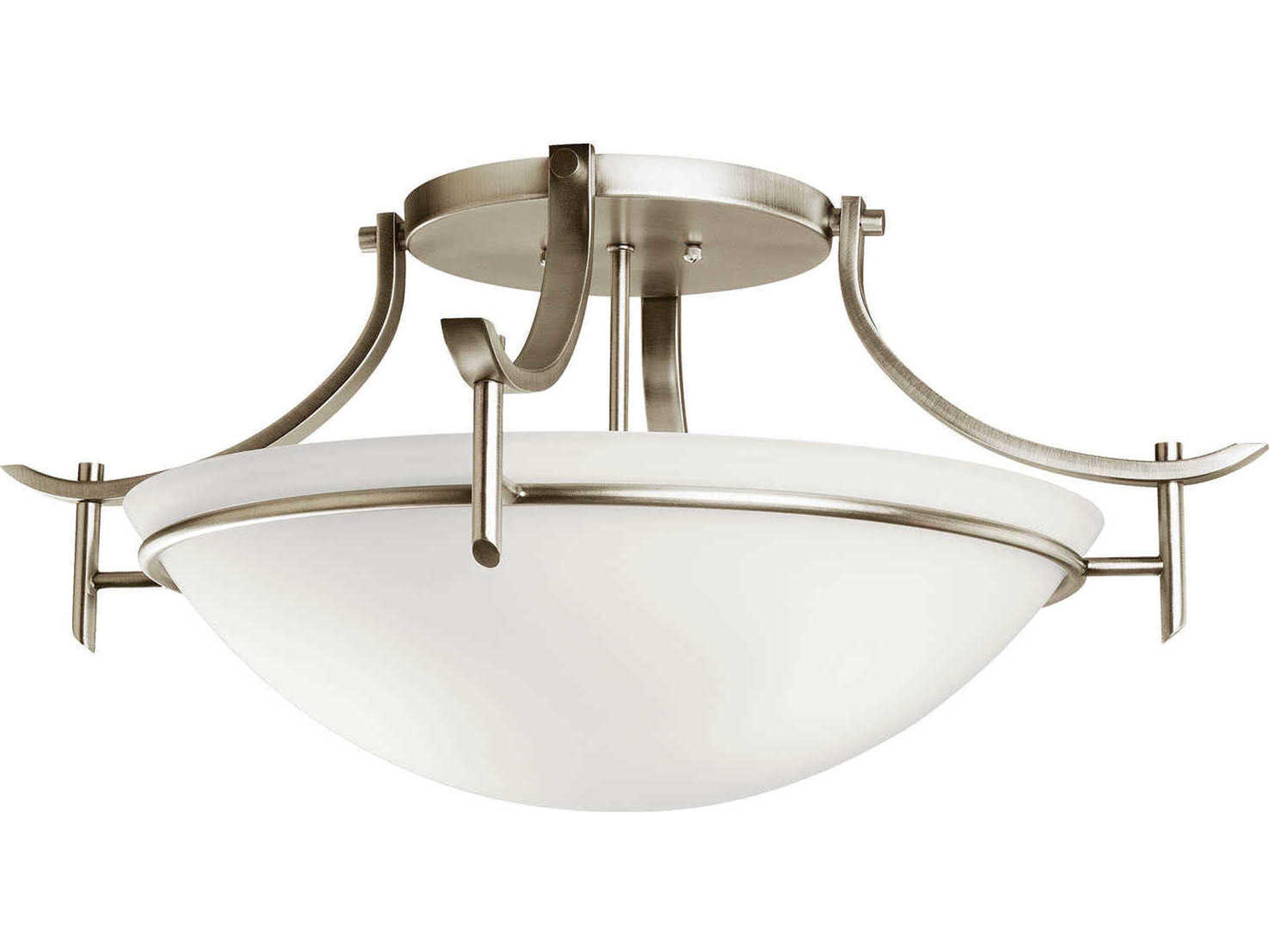 Kichler Olympia 3-Light Antique Pewter Glass Bowl Round Semi Flush Mount