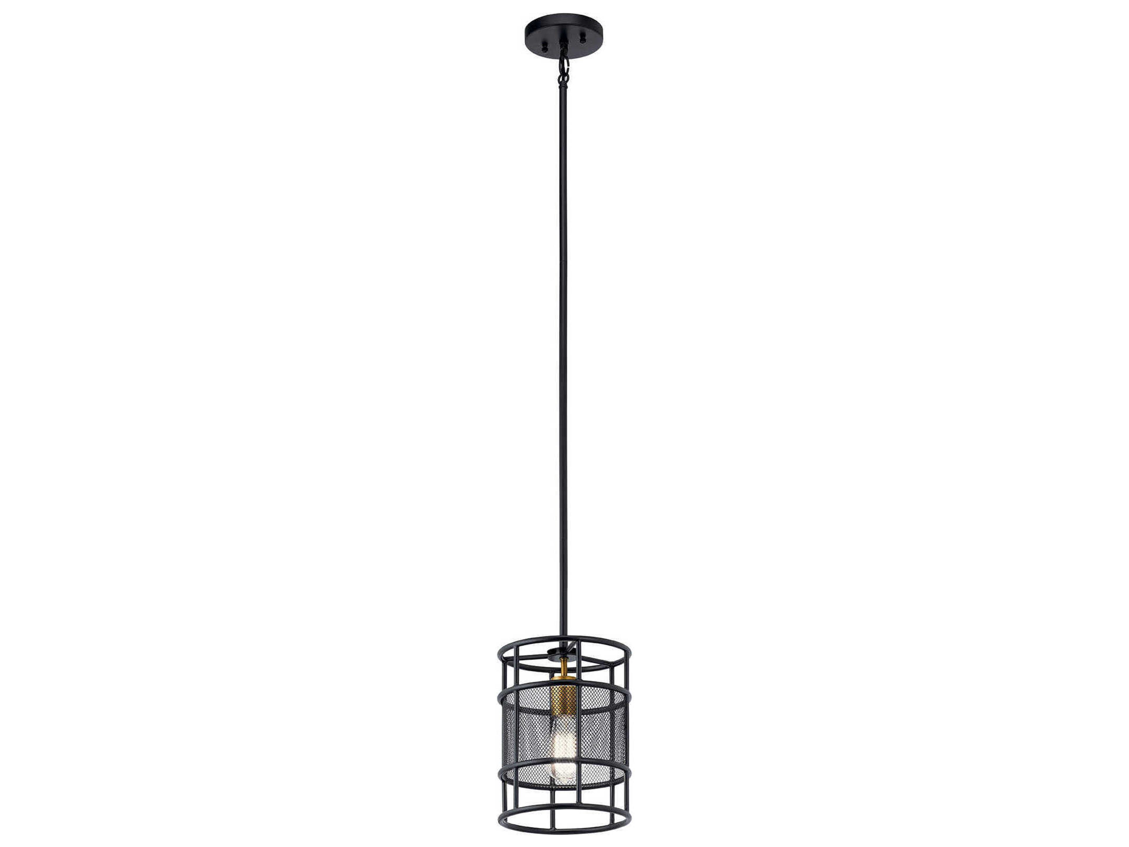 Kichler Piston 1-Light Black Cylinder Round Mini Pendant