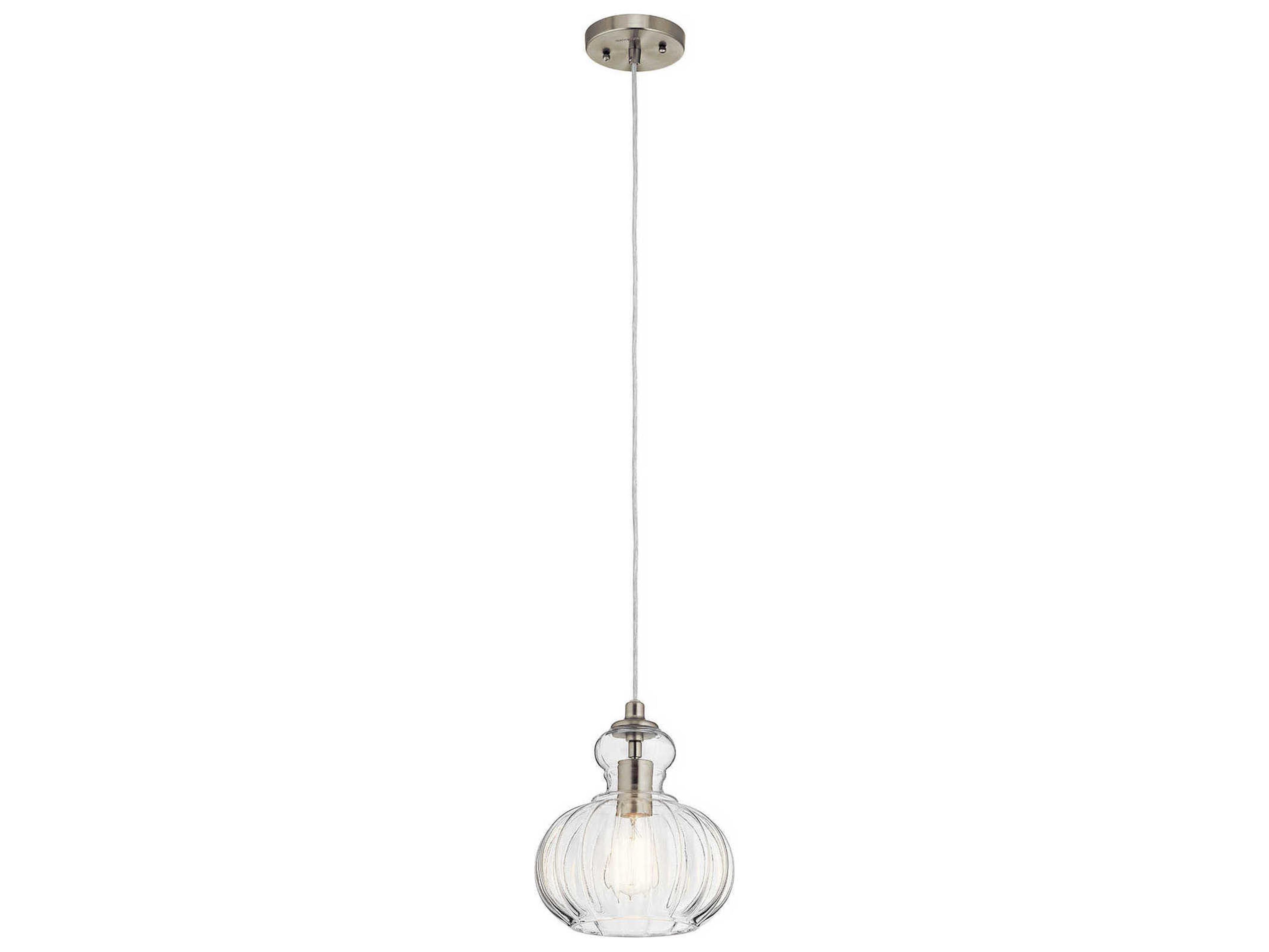 Kichler Riviera 1-Light Brushed Nickel Glass Geometric Mini Pendant