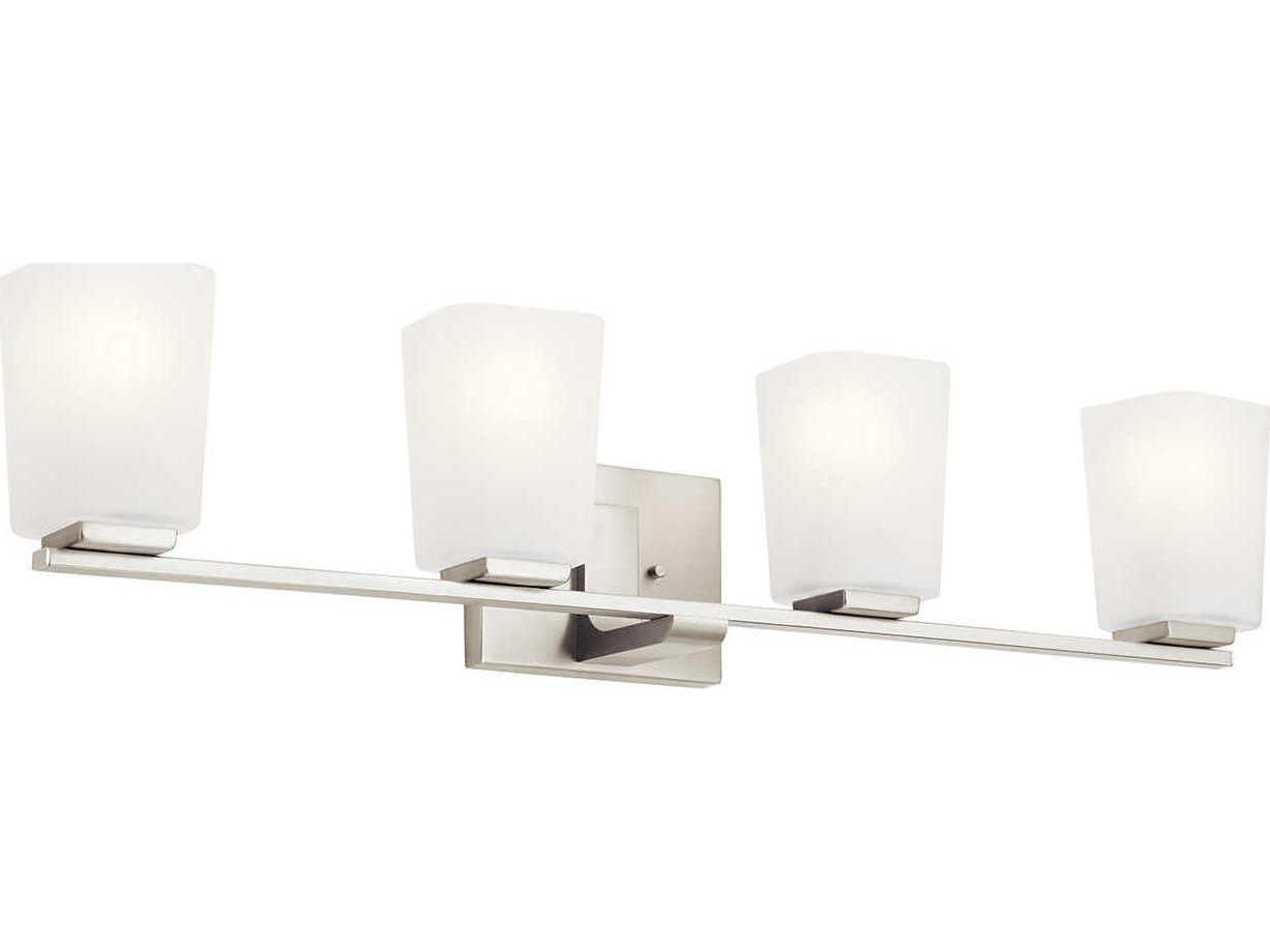 Kichler Roehm 4-Light Brushed Nickel Glass Vanity Light