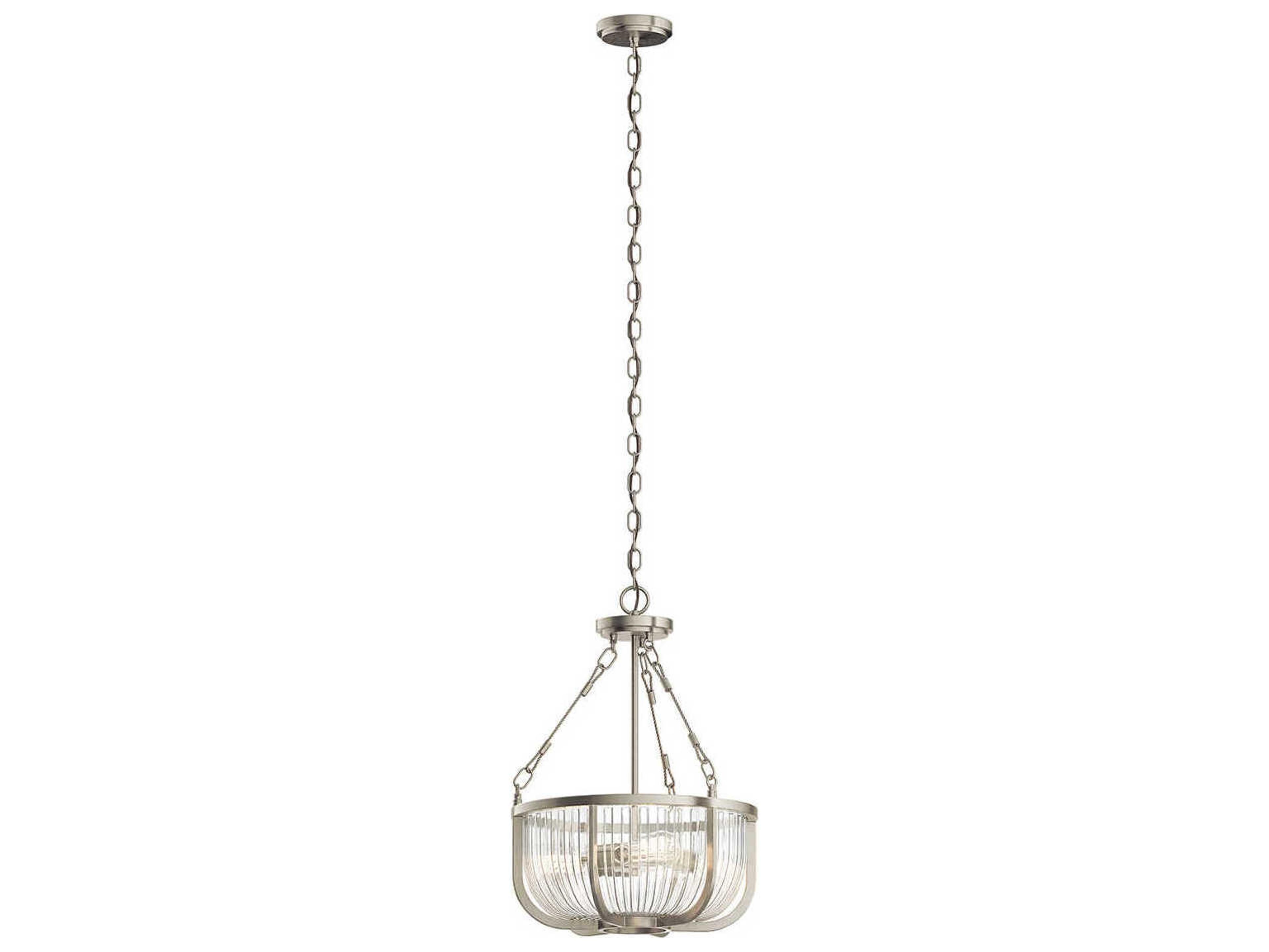 Kichler Roux 3-Light Brushed Nickel Glass Round Pendant