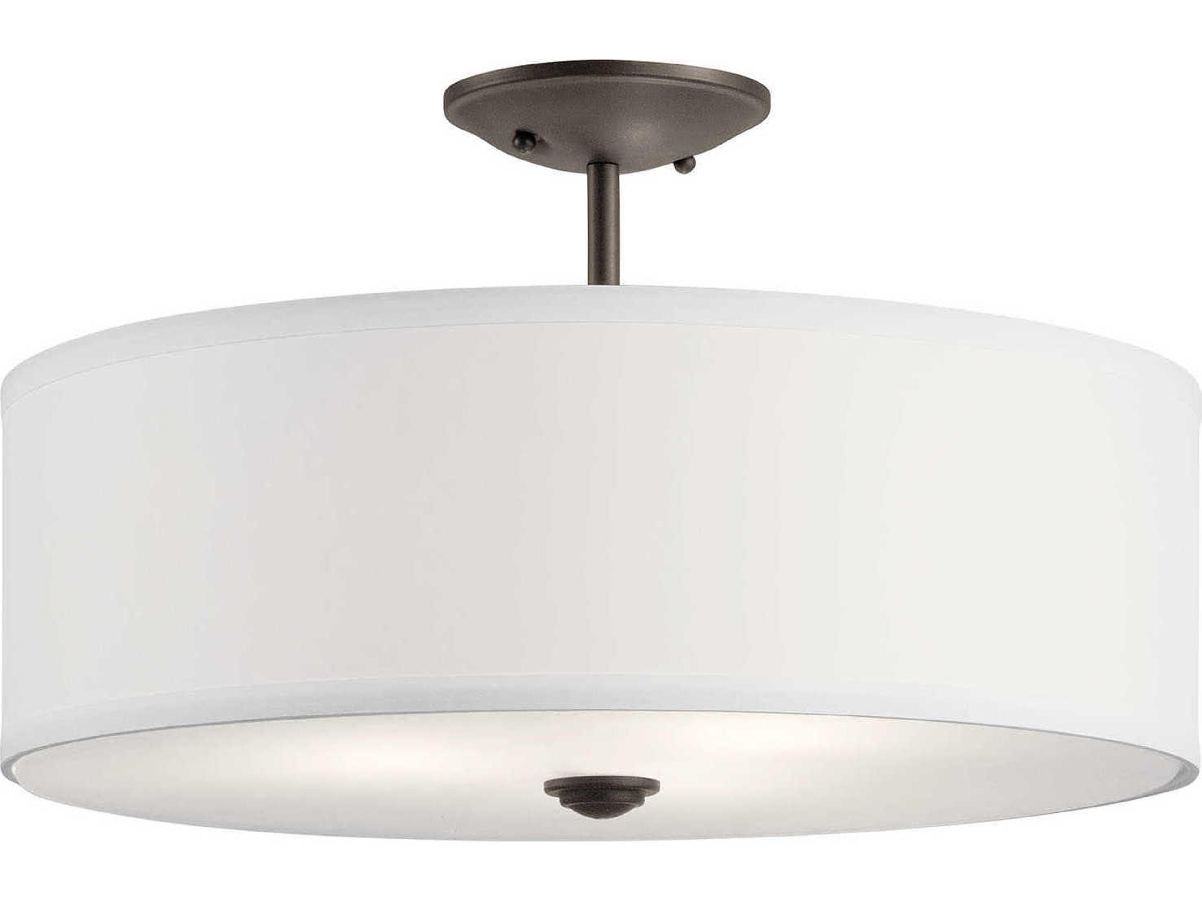 Kichler Shailene 3-Light Olde Bronze Glass Drum Round Semi Flush Mount